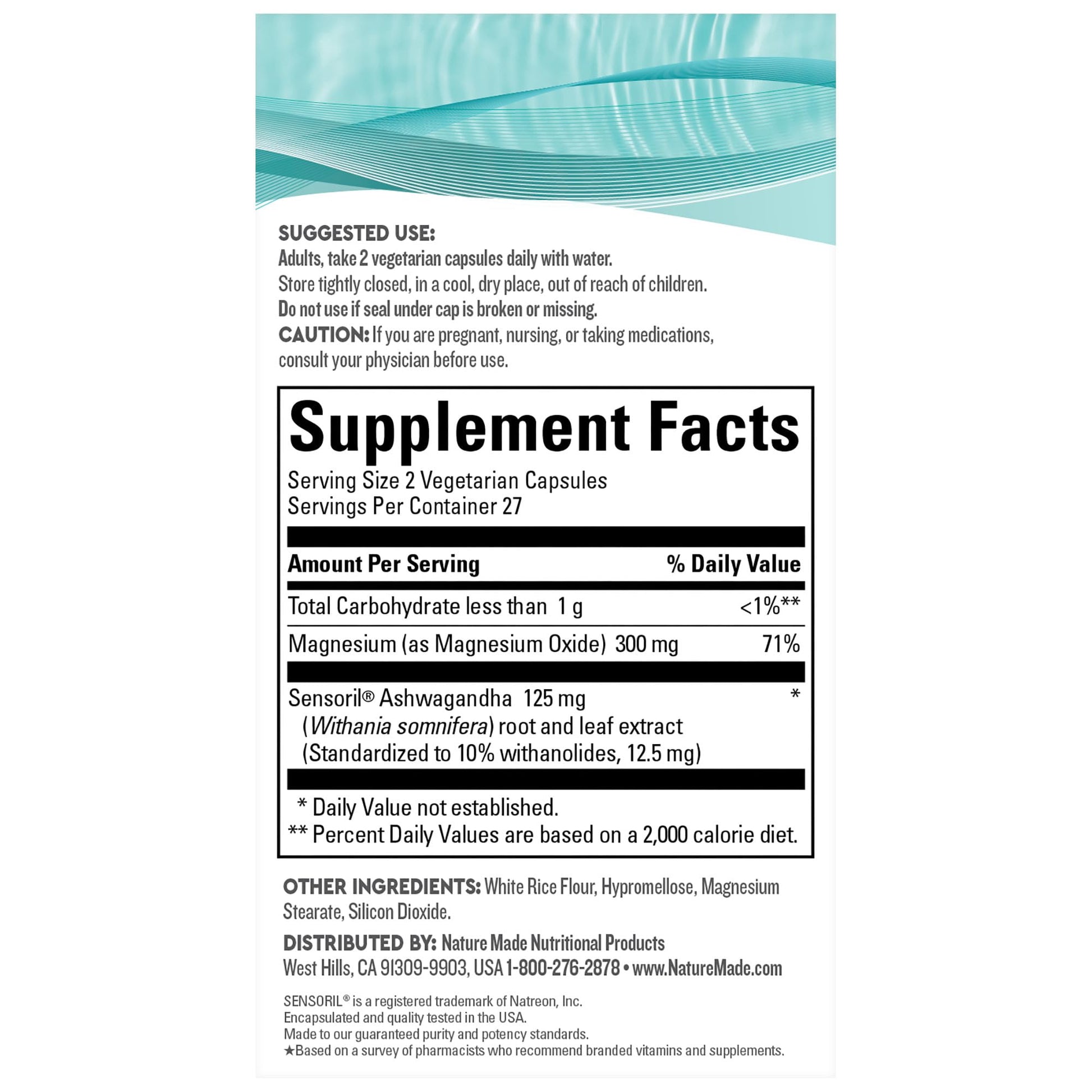 Nature Made Wellblends Calm & Relax, Ashwagandha 125 mg, Magnesium 300 mg Nature Made