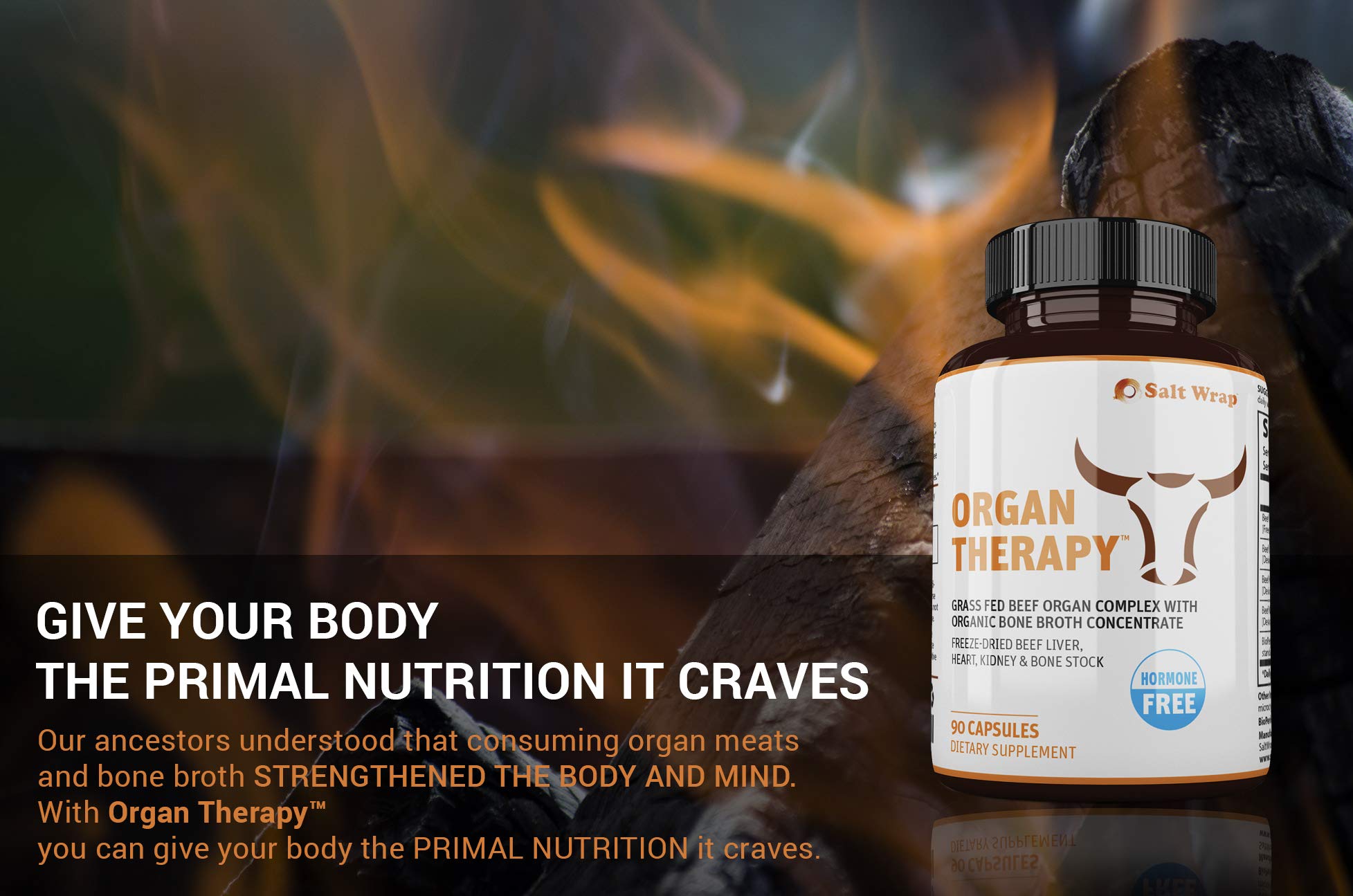 SaltWrap Organ Therapy - Grass Fed Beef Organ Meat Complex Supplement with Organic SaltWrap