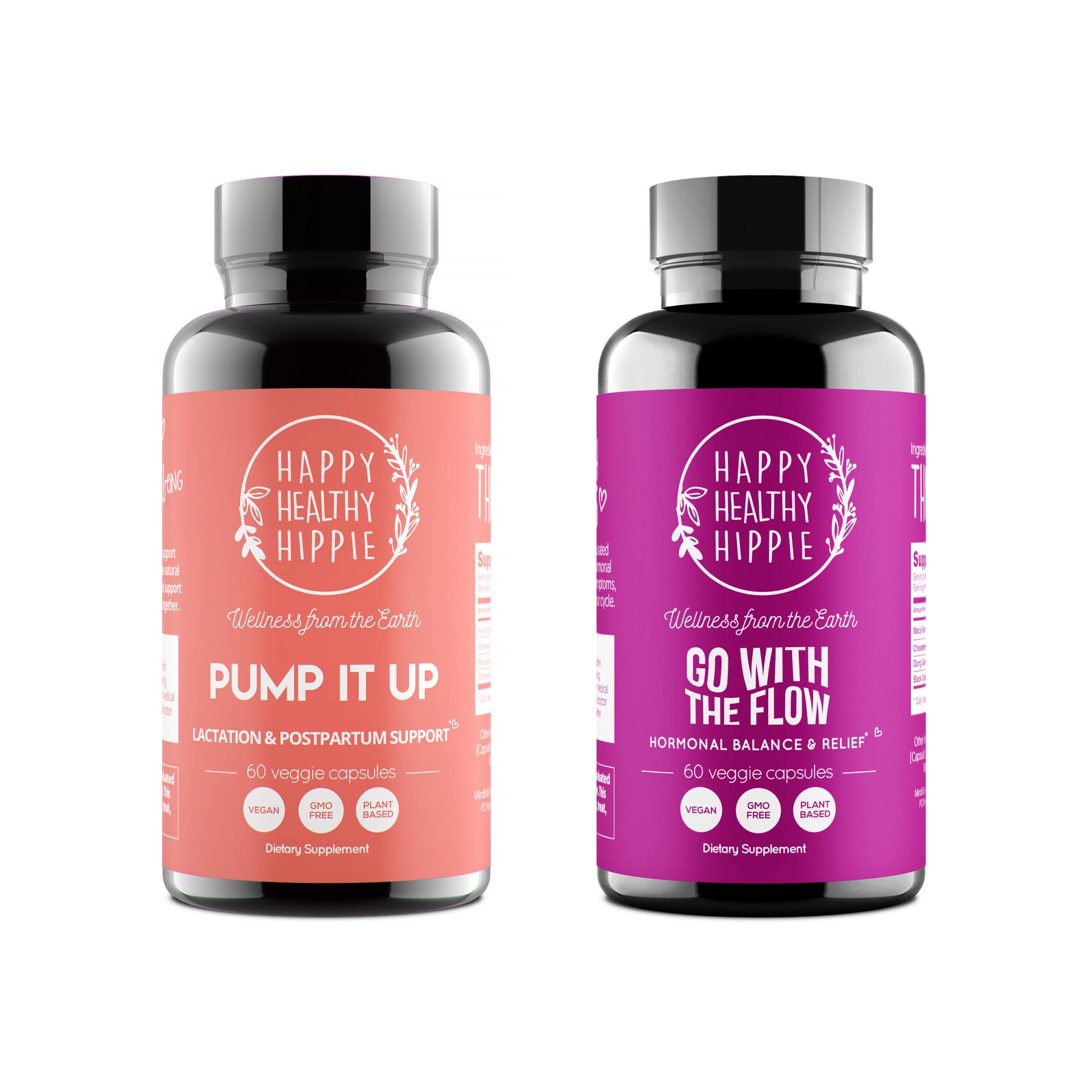 Happy Healthy Hippie Motherhood Bundle (2-Pack) - Go with The Flow Hormone Balance Supplement 