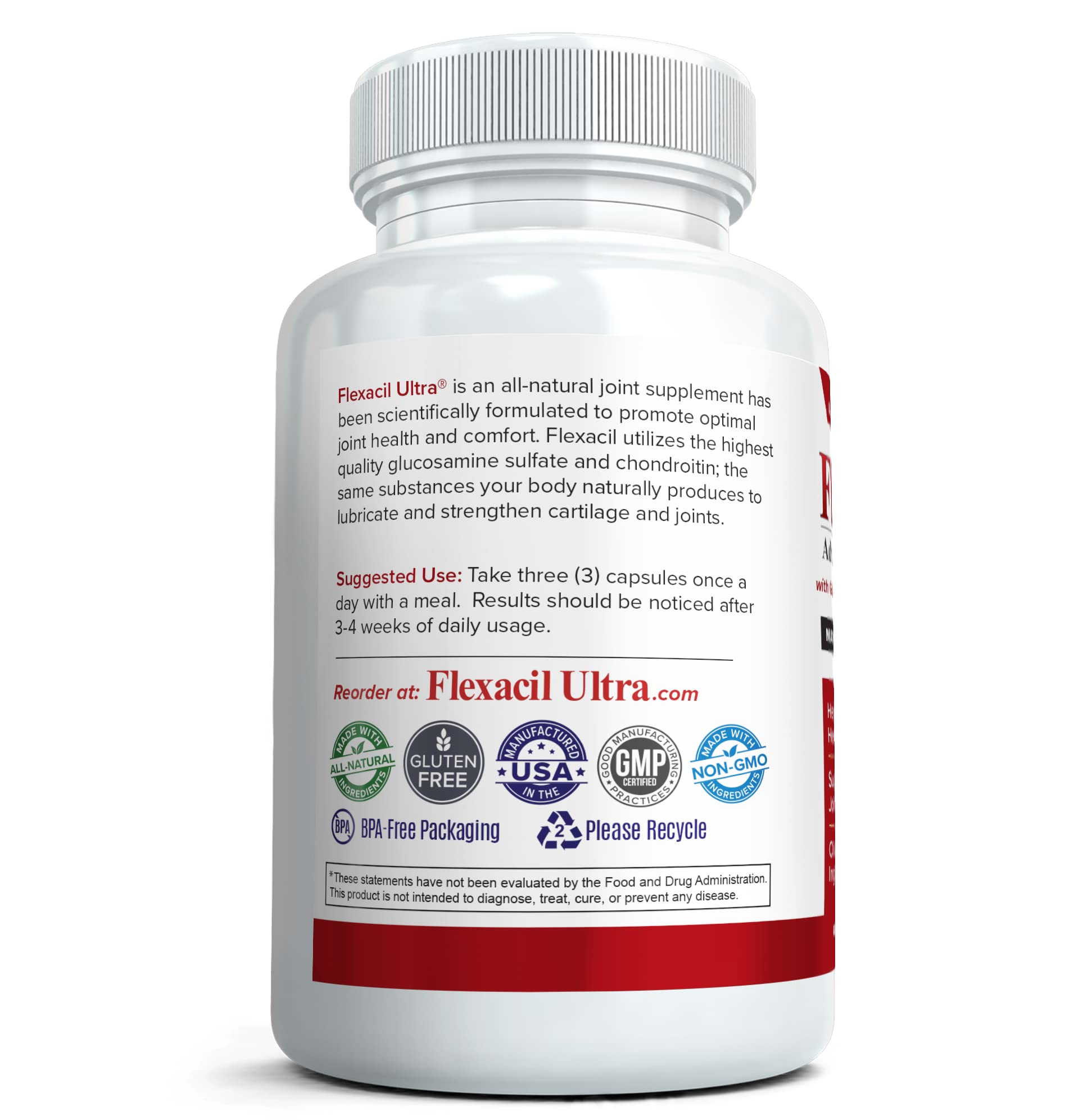 Flexacil Ultra (3 Bottles) Maximum Strength Joint Health & Support Supplement | Glucosami Flexacil Ultra