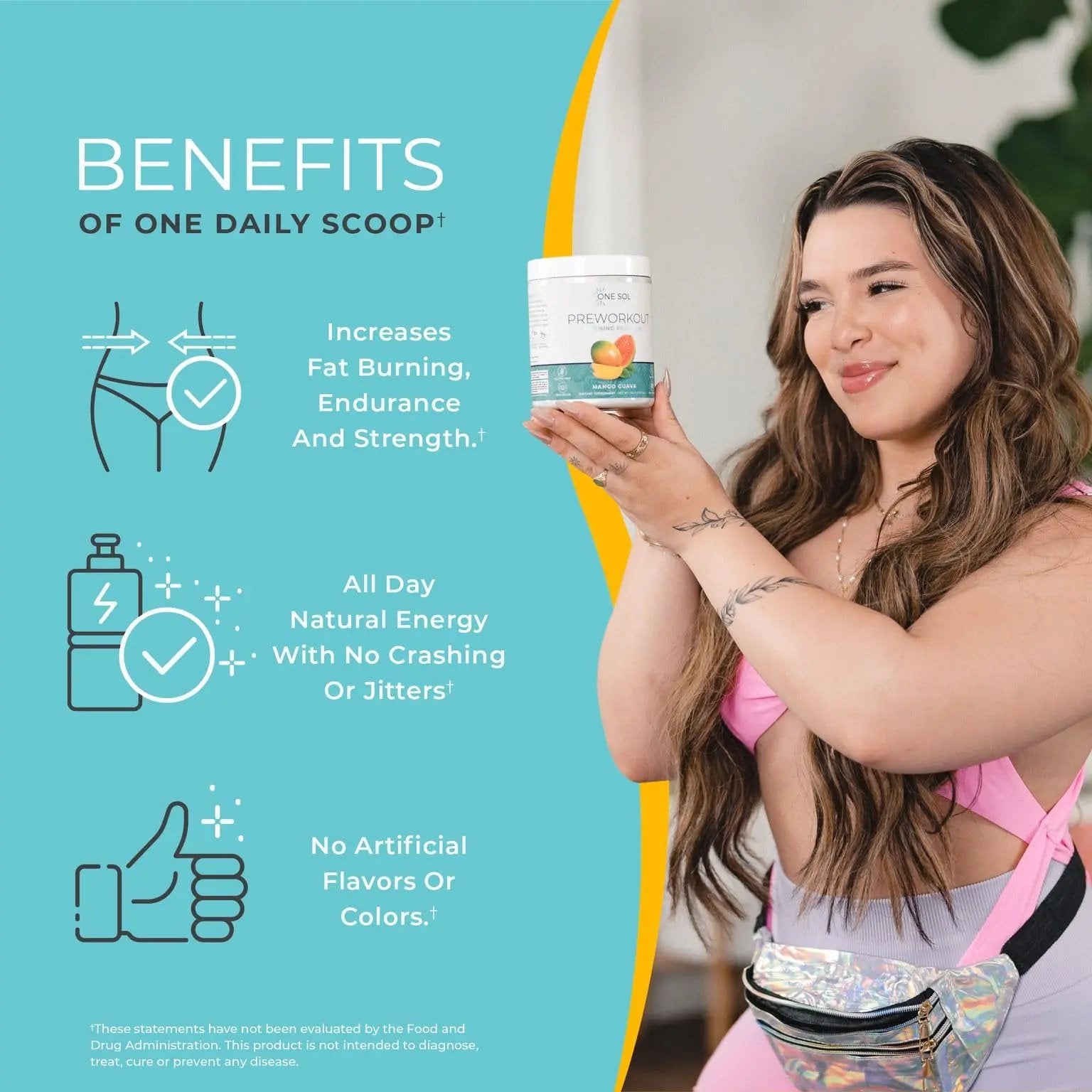 One Sol Pre-Workout for Women, Enhanced Pump & Focus, No Jitters Or Crash, Natural One Sol