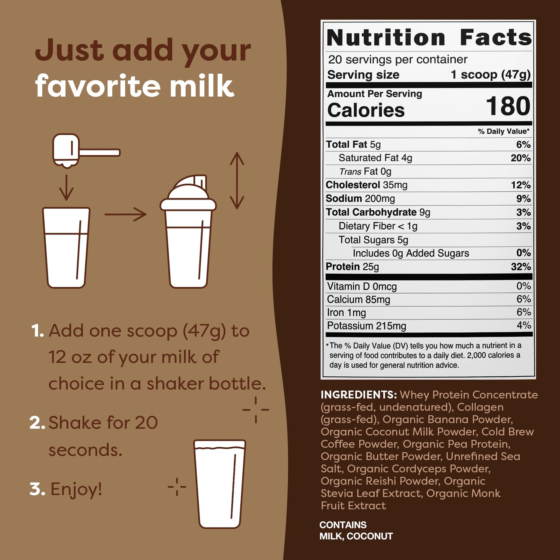 FlavCity Protein Powder Smoothie, Butter Coffee - 100% Grass-Fed Whey Protein Powder FlavCity