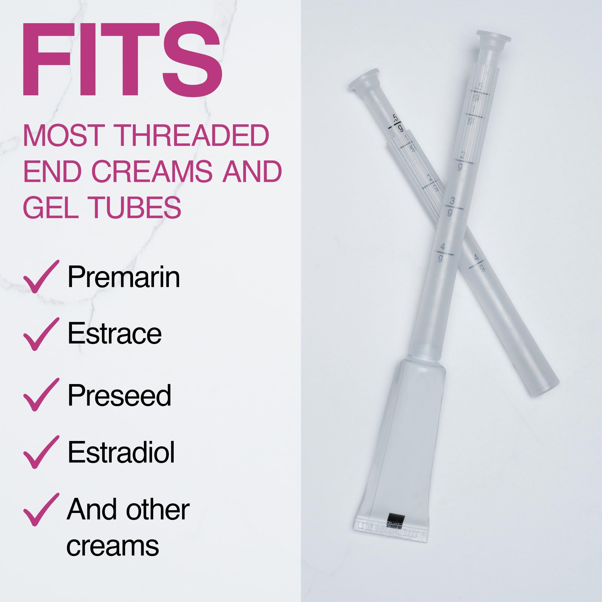 Flextiva Disposable Plastic Vaginal Cream Applicators - Threaded End to Fit OTC Gel or Cream Products Flextiva