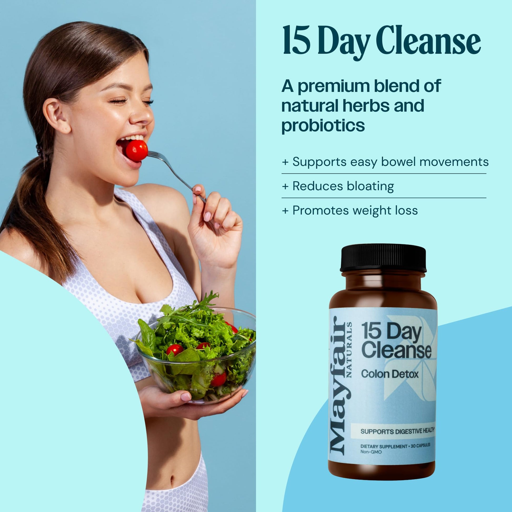 Mayfair Naturals 15 Day Cleanse Colon Detox, Dietary Supplement, 30 Capsules, Natural Laxative Mayfair Naturals