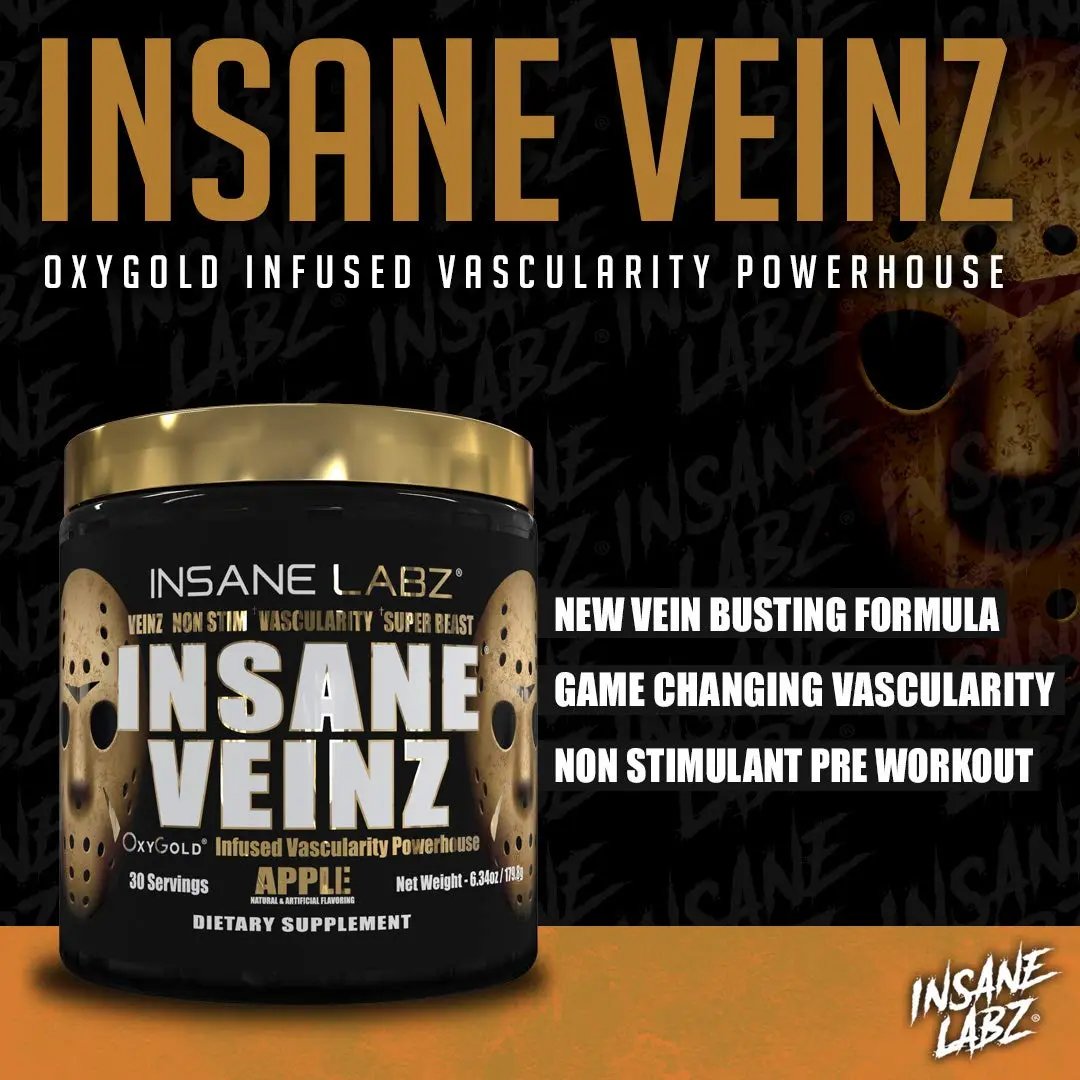 Insane Labz Psychotic Gold and Insane Veinz Gold Pre Workout Nitric Oxide Booster Stack