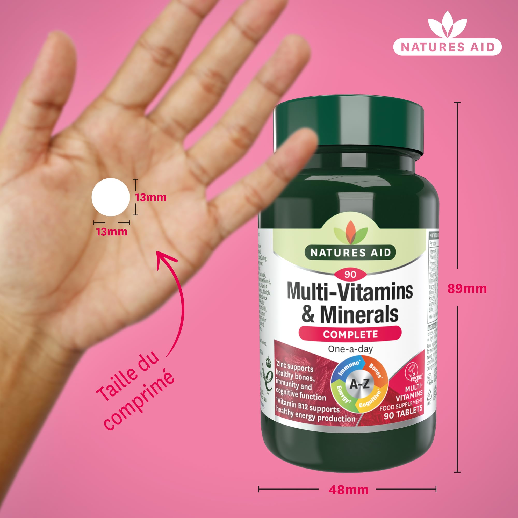 Natures Aid Multivitamins and Minerals, 90 Count (Pack of 1), (Packing may vary) natures aid