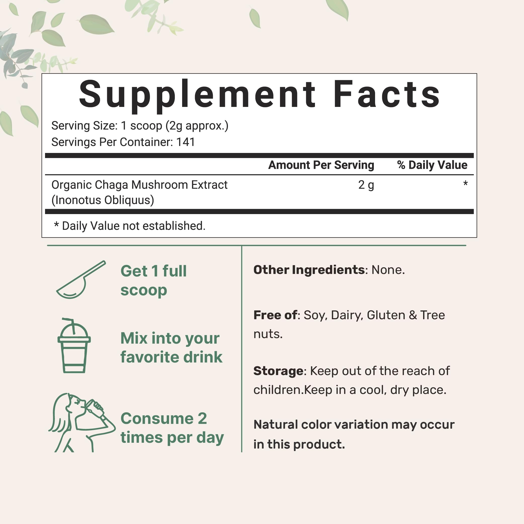 Micro Ingredients Organic Chaga Mushroom Extract 100:1 Powder, 10 Ounce Micro Ingredients