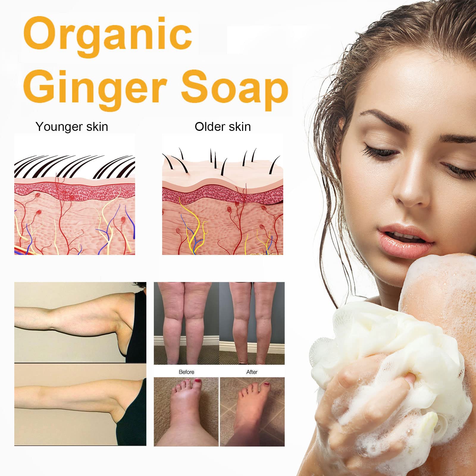 Organic Ginger Soap, Moisturizing Bath Soap, Slimming Ginger Soap, Deep Clean Effectively Moulis