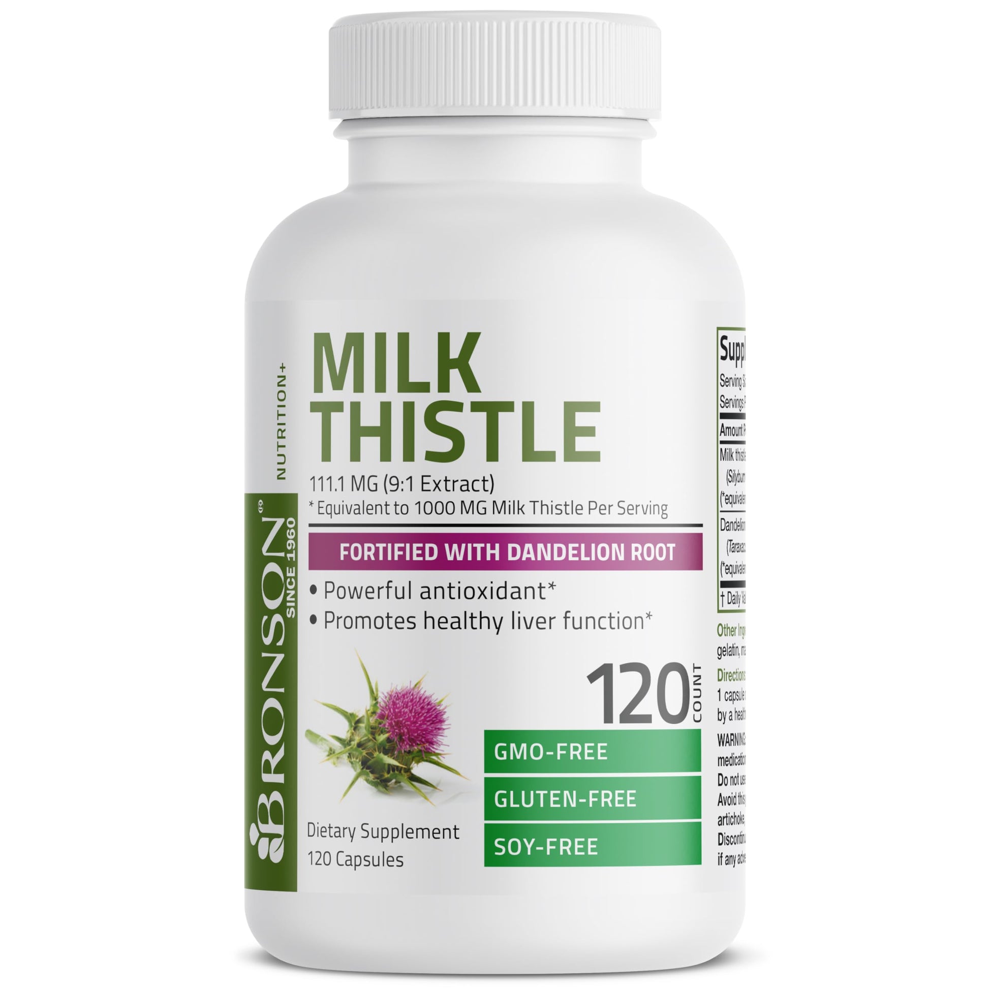 Bronson Milk Thistle Silymarin Marianum & Dandelion Root Liver Health Support Bronson