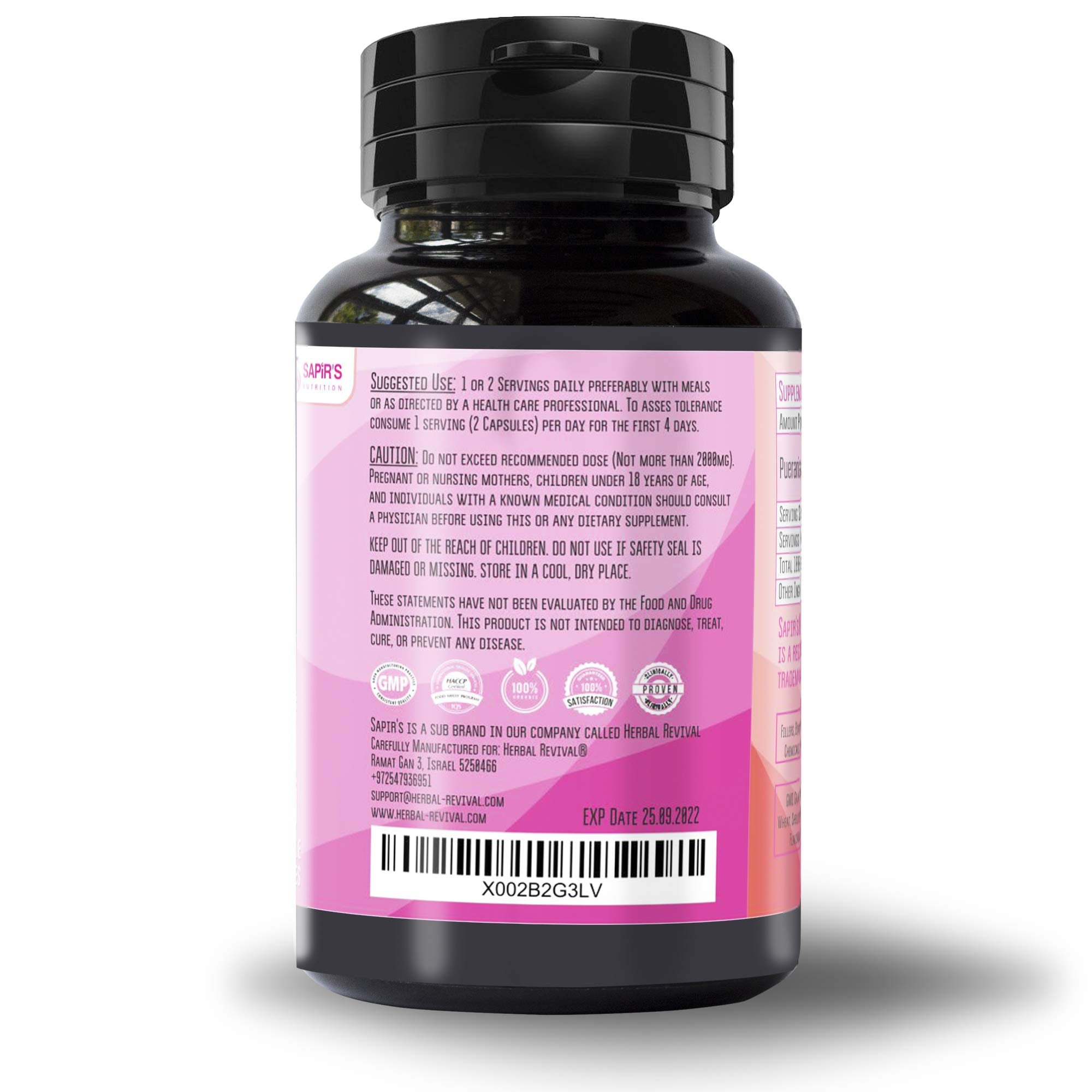 Pueraria Mirifica Capsules 2000mg Daily - Breast Enhancement Pills and Estrogen Supplement