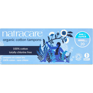 Natracare 2000 Organic All Cotton Non-Applicator Tampons 20 Count