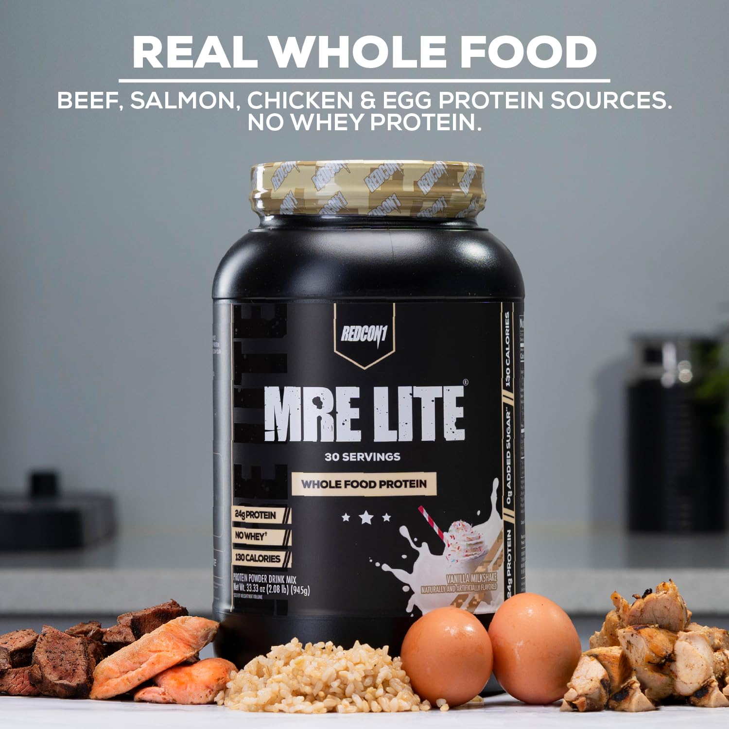 REDCON1 MRE Lite Whole Food Protein Powder, Cookies N' Cream - Low Carb & Whey REDCON1