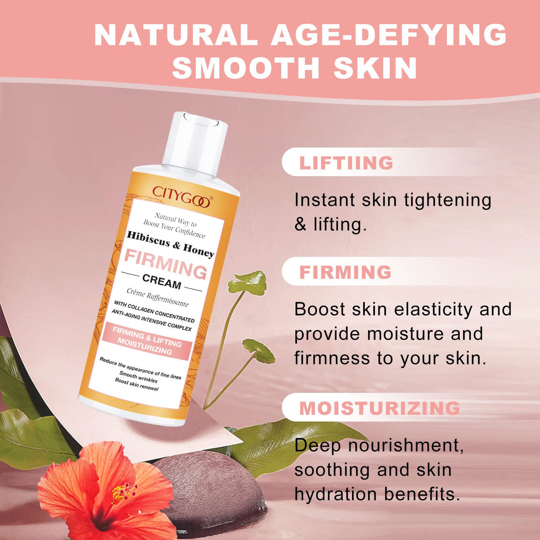 Hibiscus and Honey Firming Cream, Skin Tightening Lotion, Reduces the Look of Neck Lines