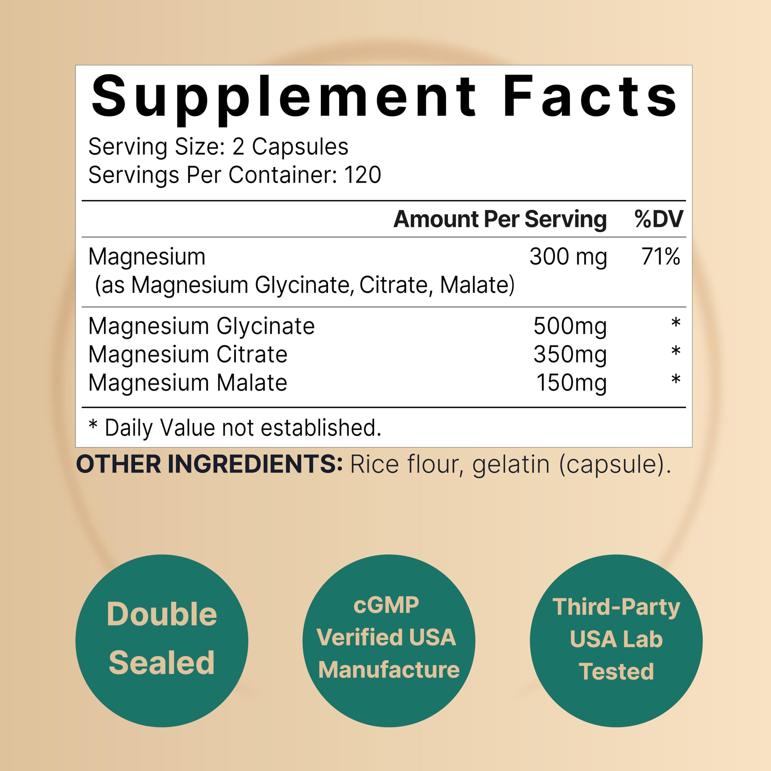 Triple Complex Magnesium Supplement, 240 Capsules | Magnesium Glycinate 500mg NatureBell