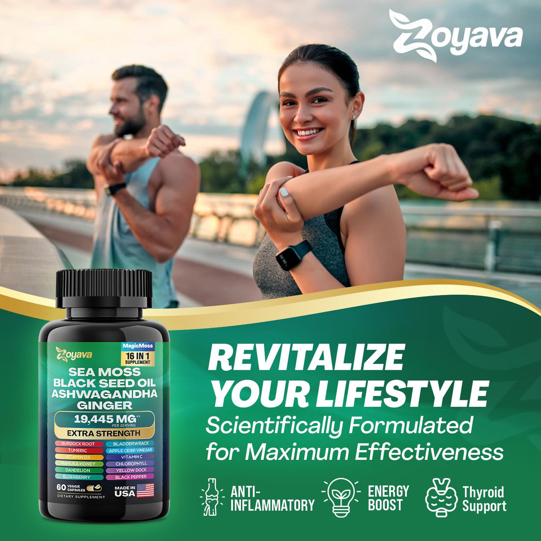 Zoyava Magic Moss Blend Sea Moss 7000mg Ashwagandha 2000mg Black Seed Oil 