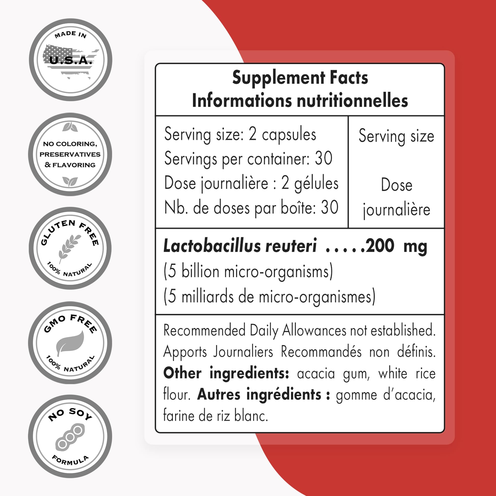 Supersmart - Lactobacillus Reuteri 5 Billion CFU per Day (Probiotic Supplement) Supersmart