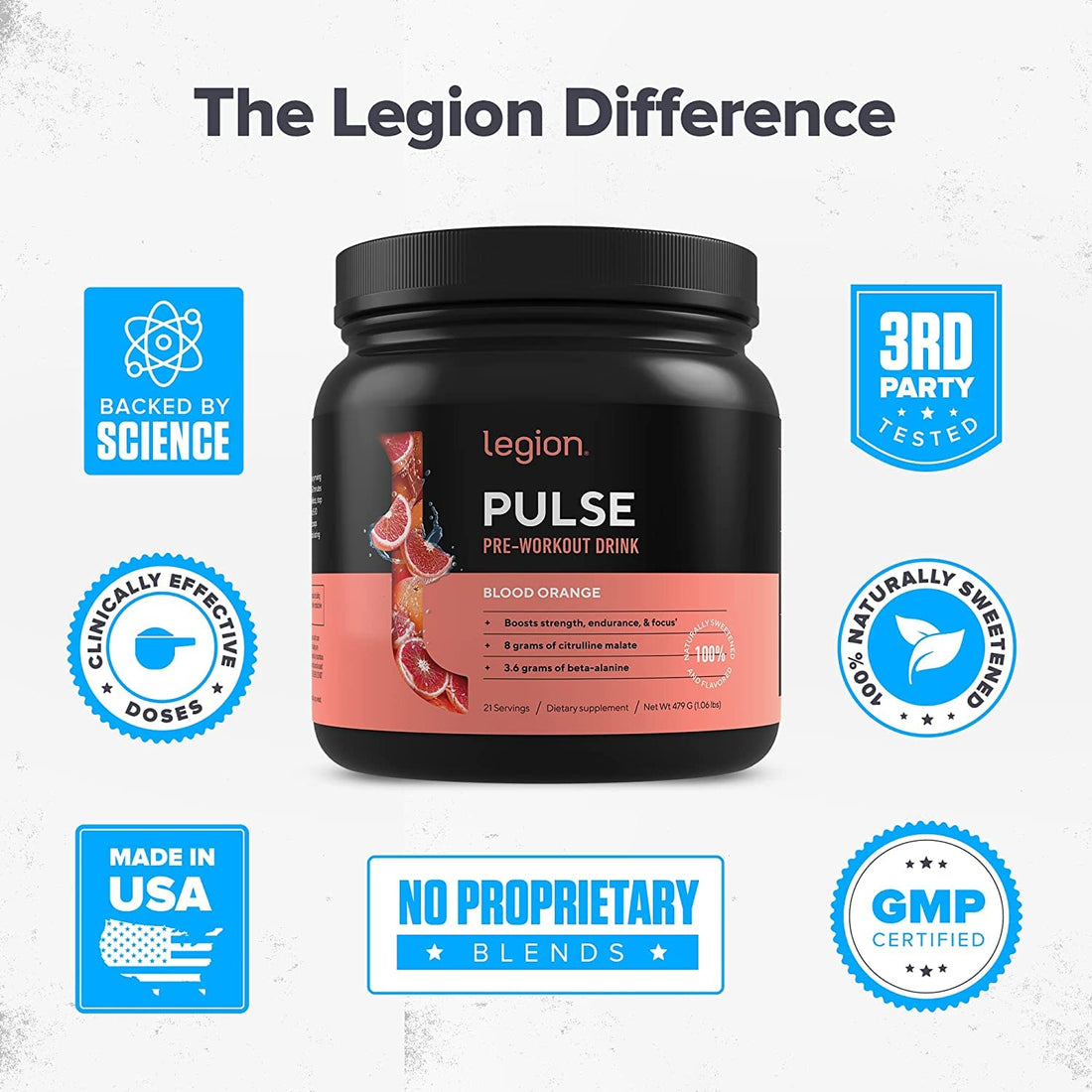 LEGION Pulse Pre Workout Supplement - All Natural Nitric Oxide Preworkout Drink 