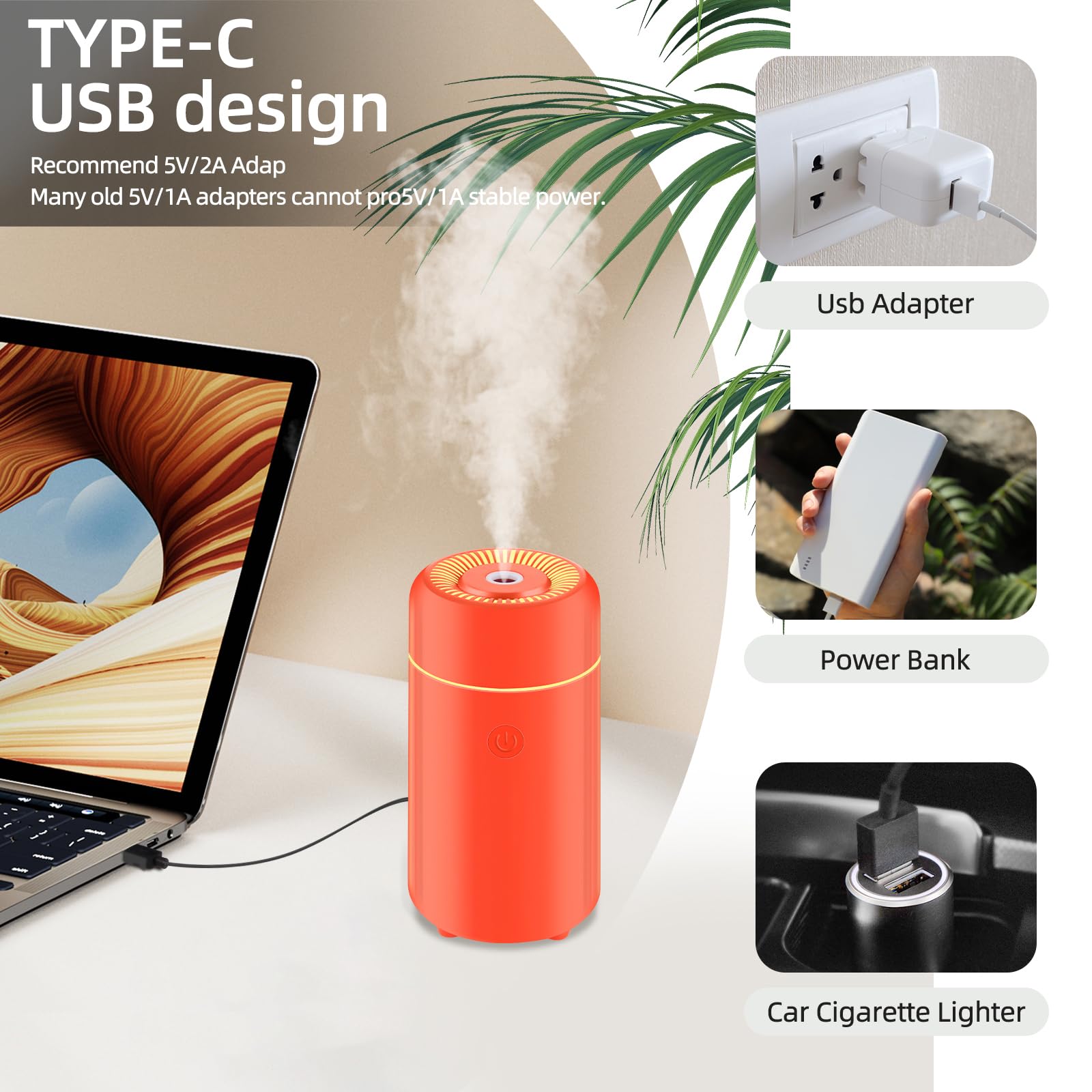 CHOUWEEK Car Essential Oil Diffuser, Mini Portable Air Diffuser for Aromatherapy, Small USB CHOUWEEK