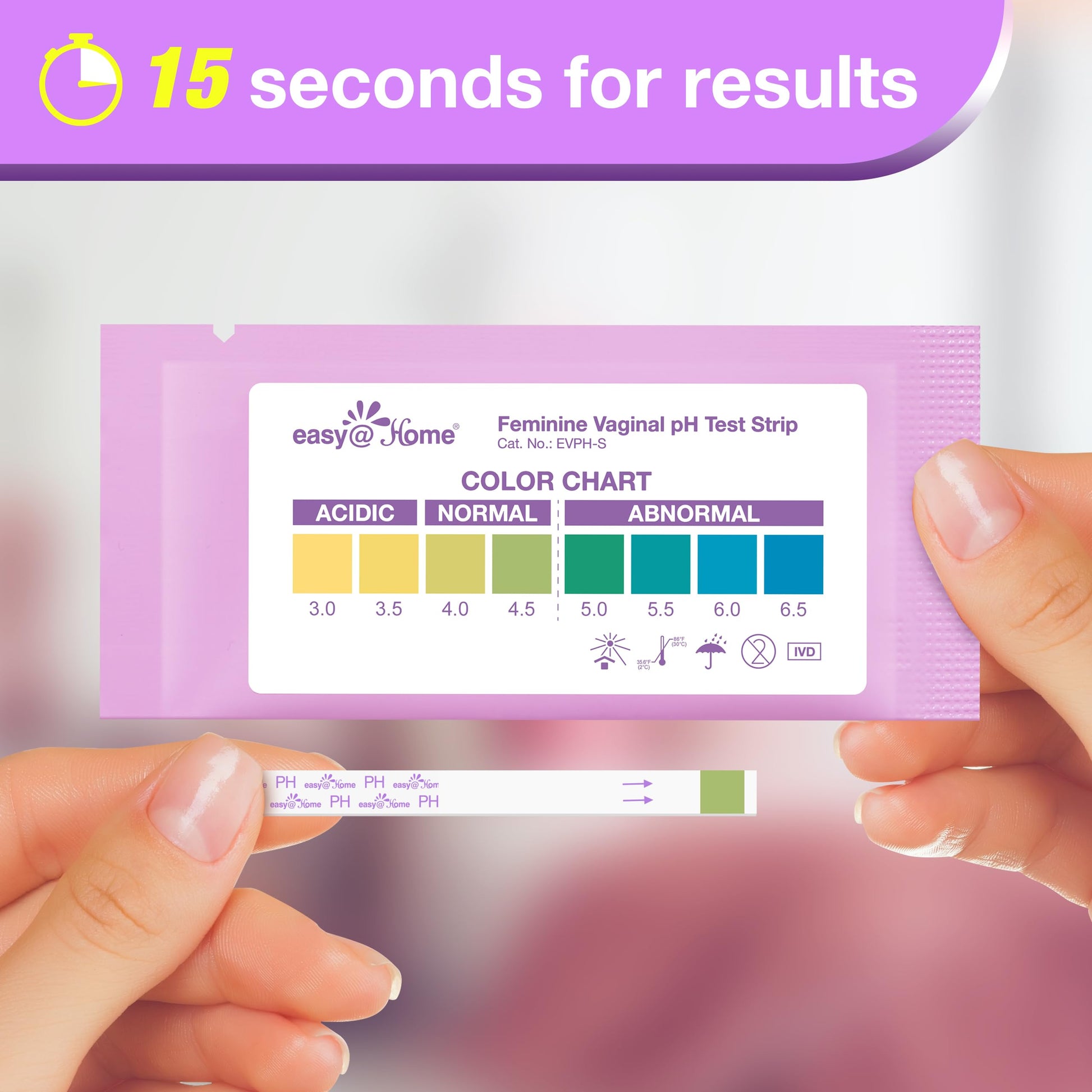 Easy@Home Vaginal pH Test -30 Strips | BV Test Kit at Home for Women | Yeast Infection Test + pH Balance Easy@Home