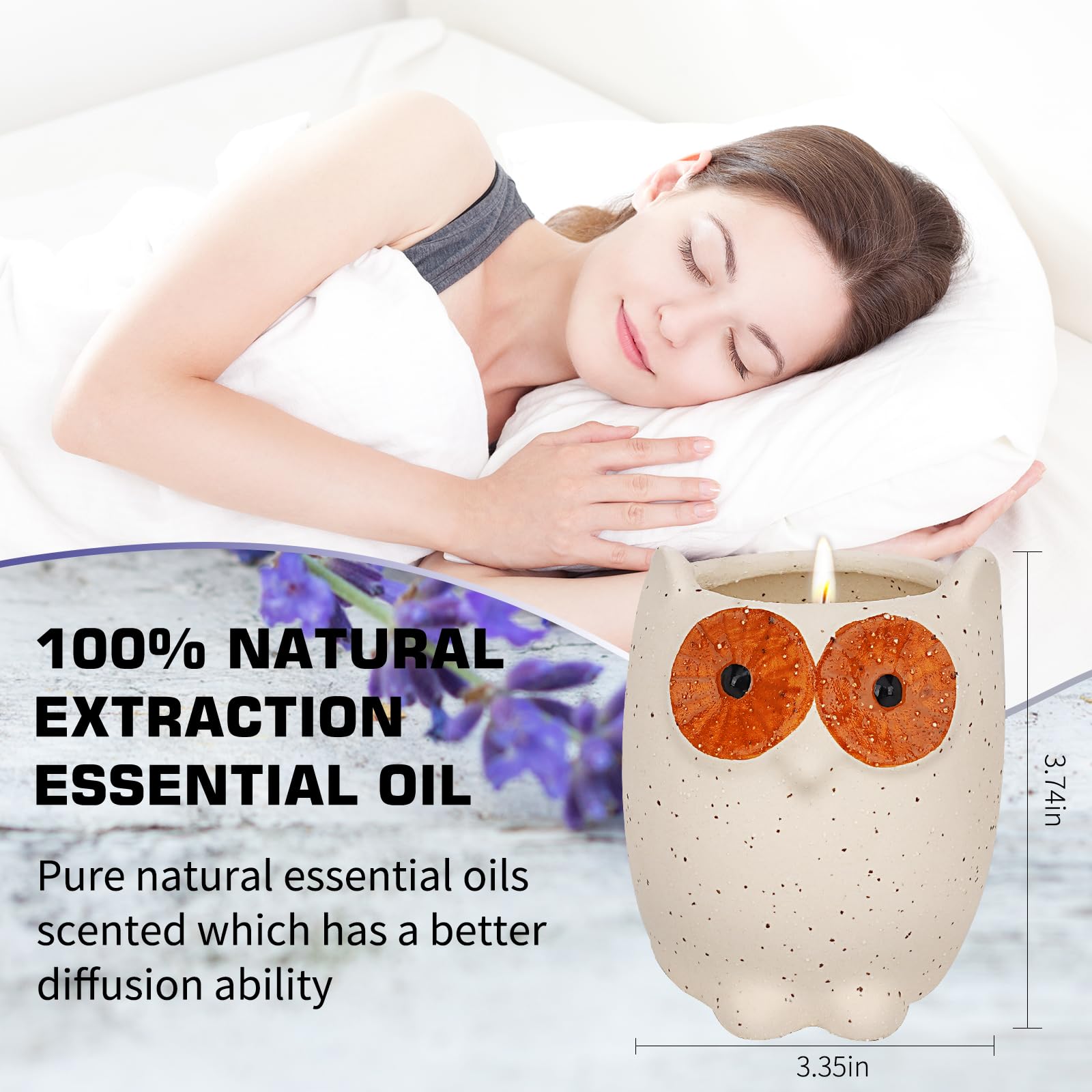ETAKISH Lavender Scented Candle Gifts for Women, Cute Owl Highly Scented Aromatherapy Candle ETAKISH