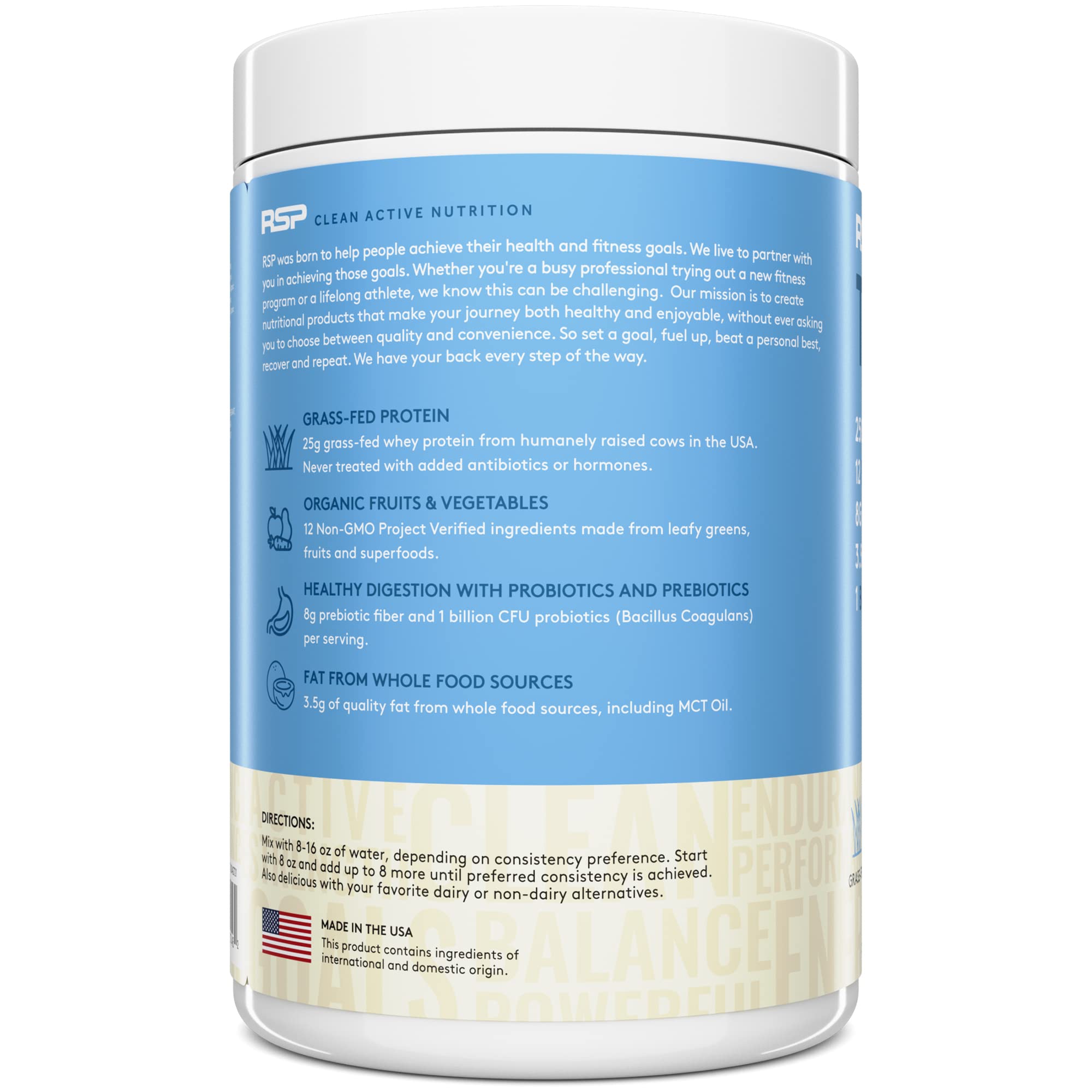 TrueFit Meal Replacement Shake Protein Powder, Grass Fed Whey + Organic Fruits RSP NUTRITION