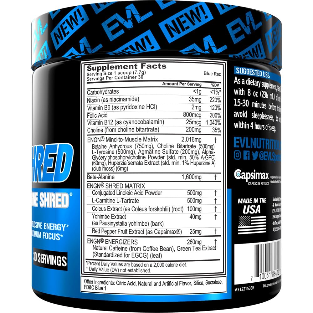 EVL Ultimate Pre Workout Powder - Thermogenic Fat Burn Support Preworkout Powder Evlution