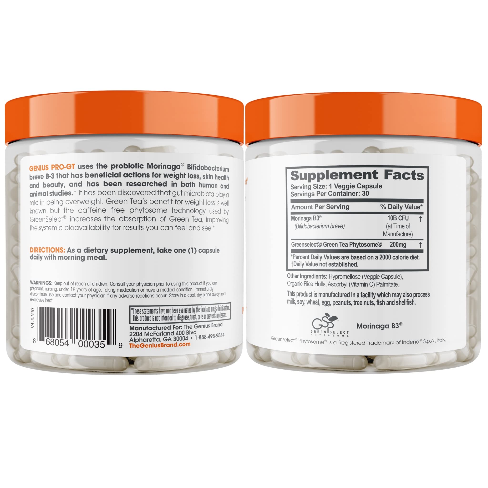 Genius Probiotics for Weight Loss with Green Tea Extract - Fat Burner Supplement & Digestive The Genius Brand