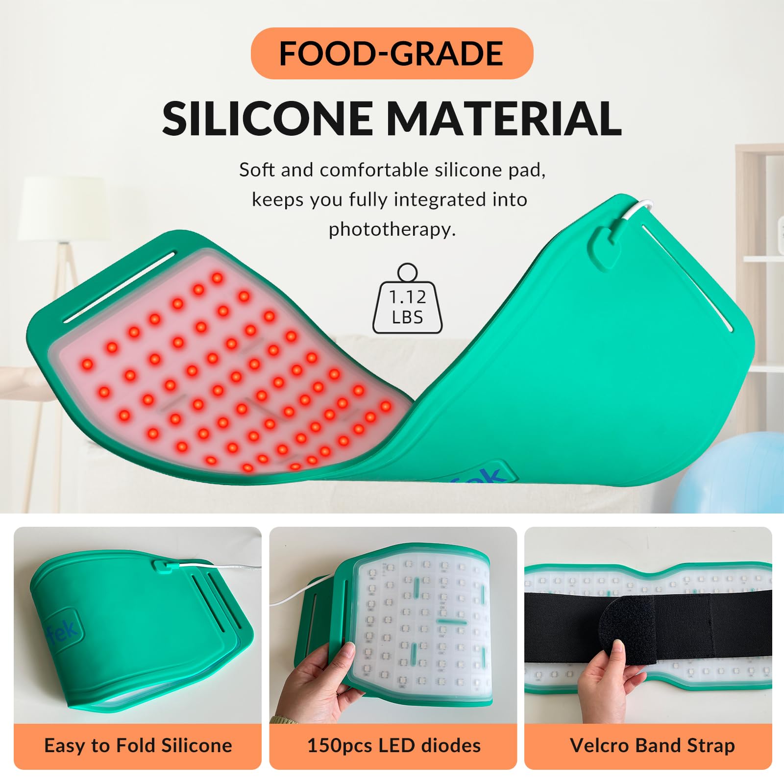 Dawfek Red Light Therapy Belt for Pain Relief Silicone Wearable Near Infrared Light Wrap Deep Dawfek