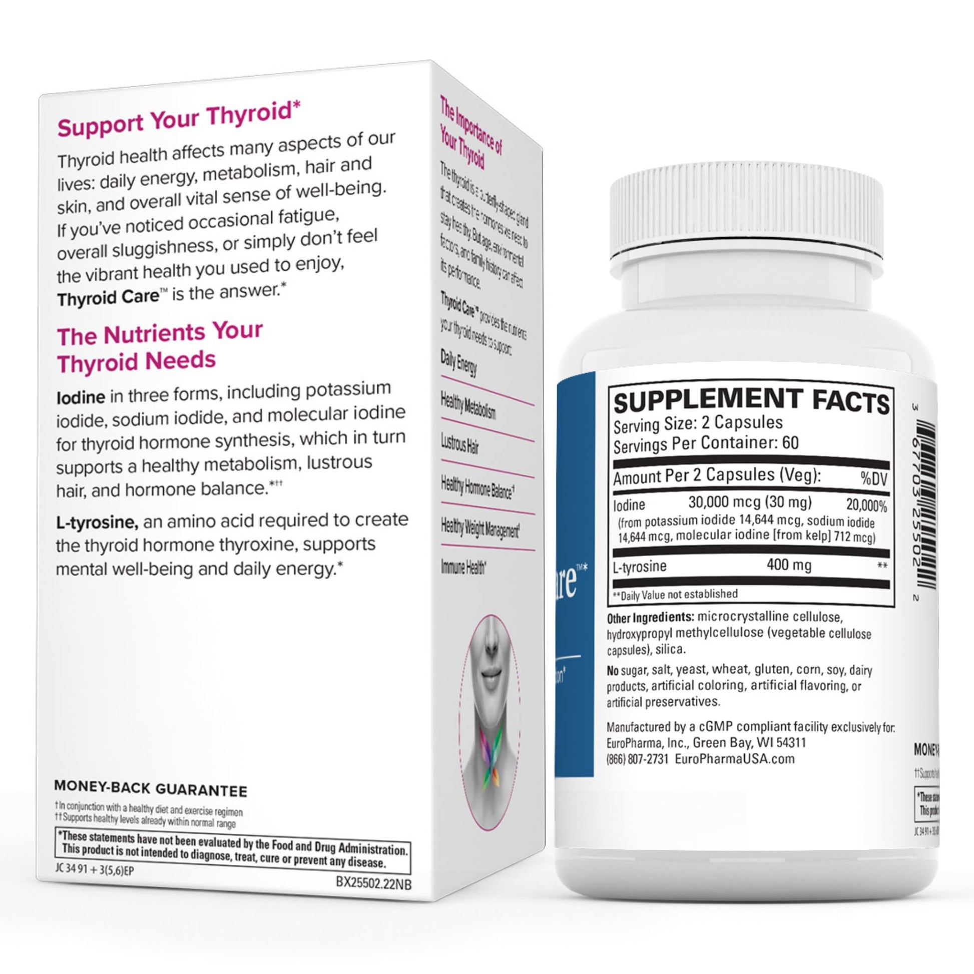 Terry Naturally Thyroid Care - 120 Capsules - Complete Metabolic Function - with Iodine Terry Naturally