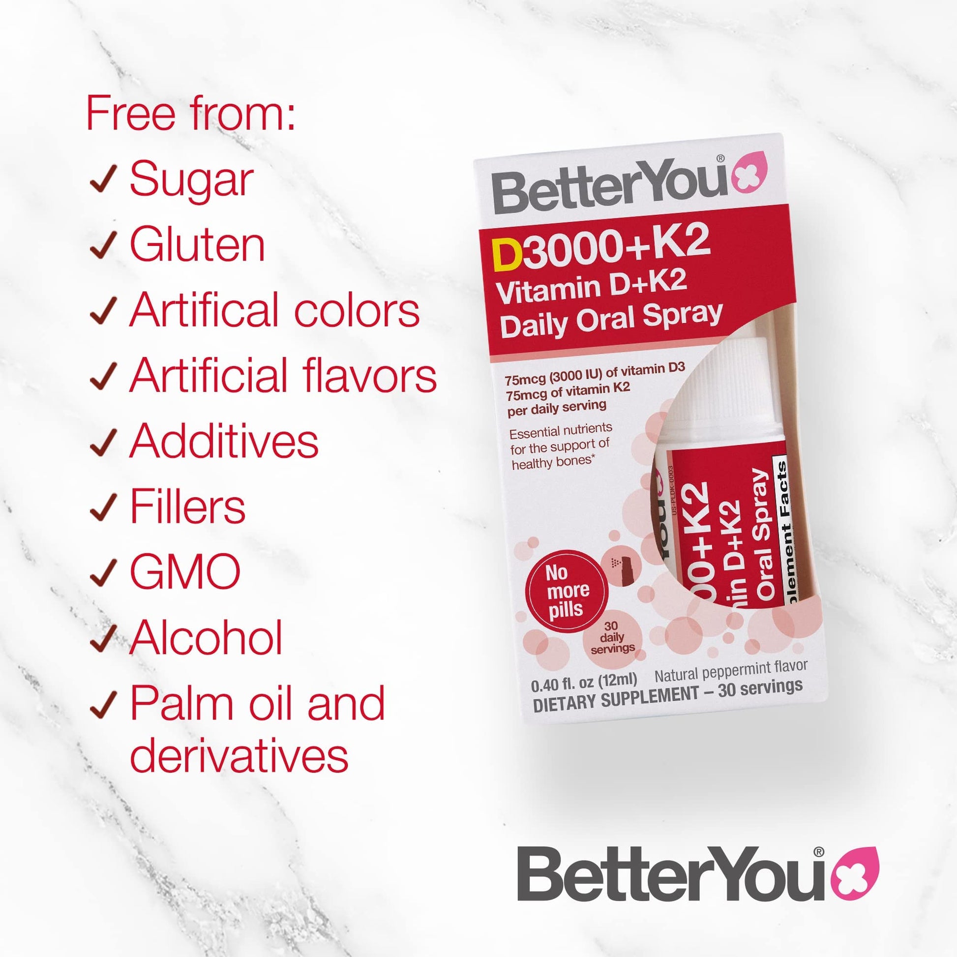 BetterYou D3000 + Vitamin D + K2 Spray 12ml BetterYou