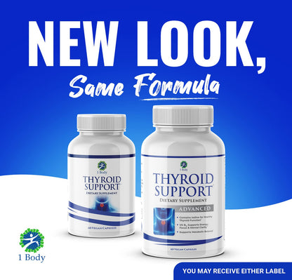 1 Body Thyroid Support Supplement for Women and Men - 2 Pack 60 Days