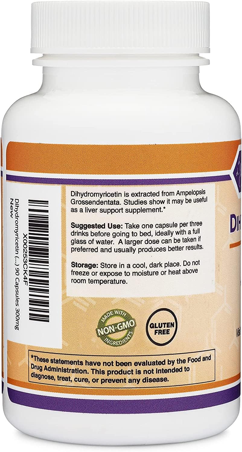 Dihydromyricetin (DHM) 50 Capsules, 300mg, Liver Support Supplement (Third Party Double Wood Supplements