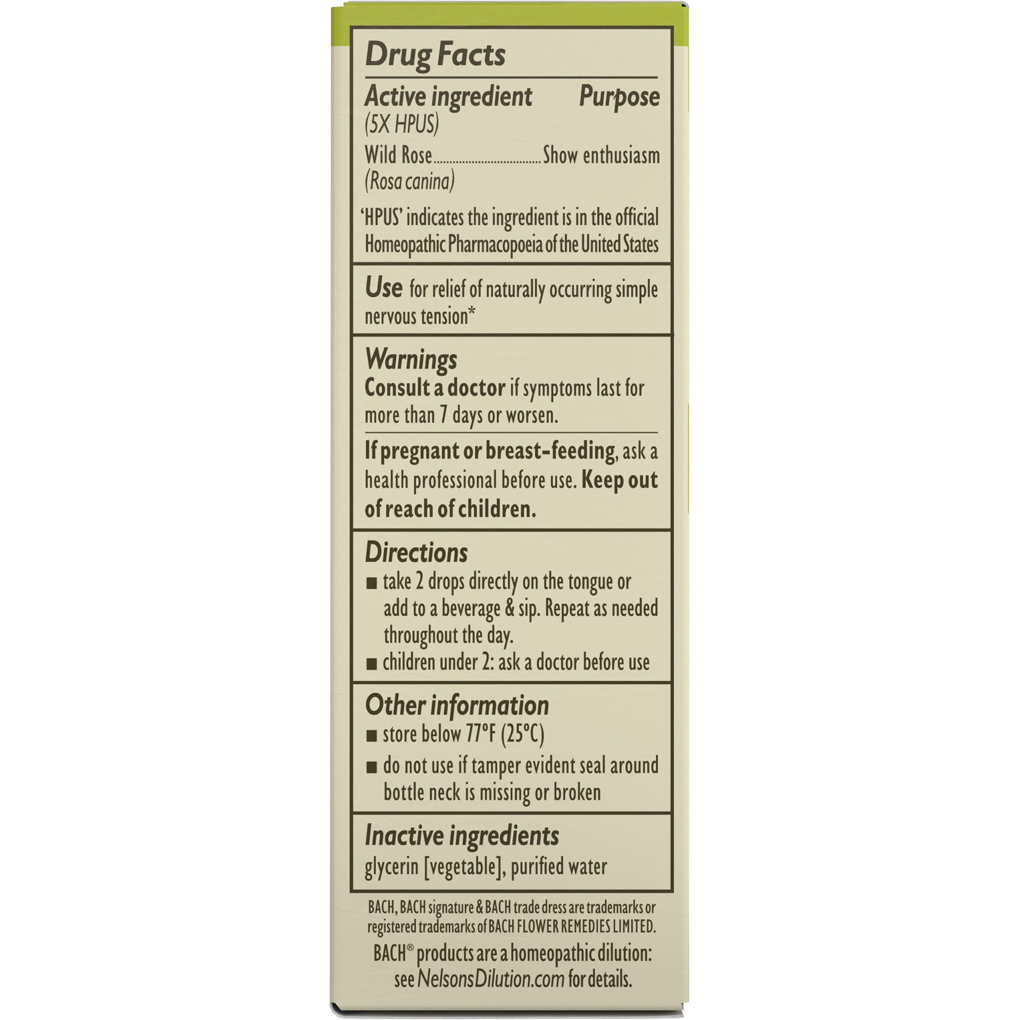 Bach Original Flower Remedies, Wild Rose for Enthusiasm (Non-Alcohol Formula), Natural Homeopathic Bach