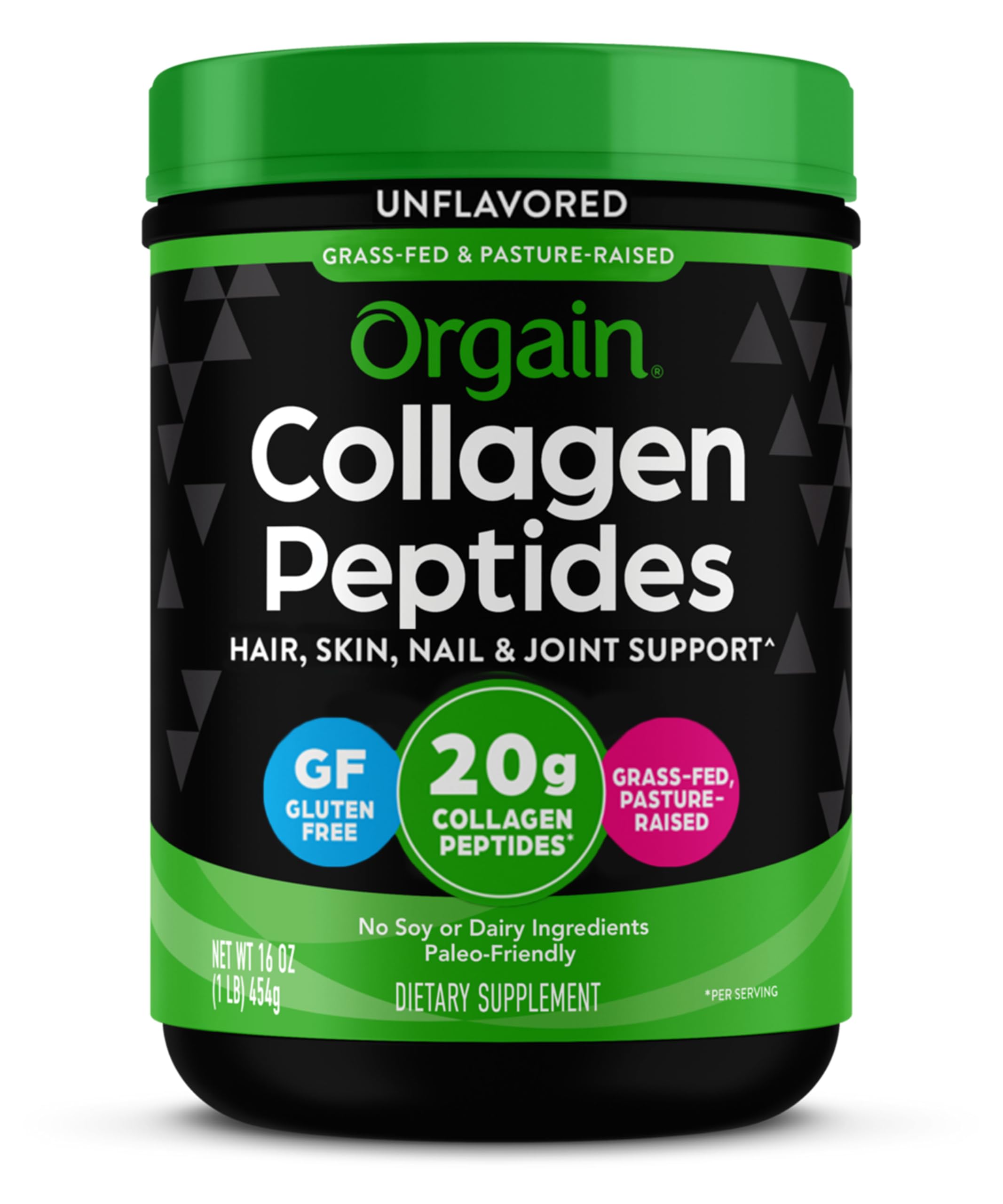 Orgain Hydrolyzed Collagen Peptides Powder, 20g Grass Fed Collagen - Hair, Skin, Nail