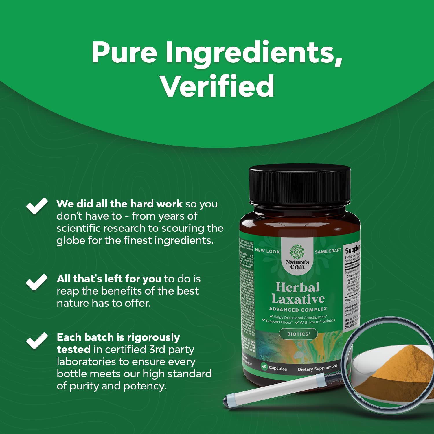 Herbal Laxative Capsules with Probiotics – Natural Laxative Pills to Cleanse Colon and Support Natures Craft