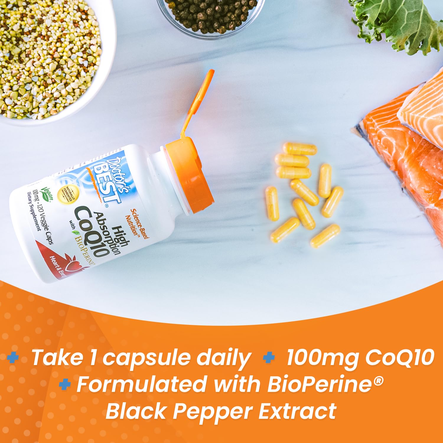 Doctor's Best High Absorption CoQ10 with Bioperine, Heart Health & Energy Production Doctor's BEST