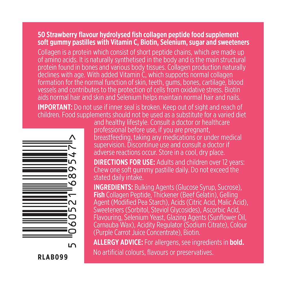 Vitawell Collagen Total Beauty Gummies | 50 Strawberry Flavour Gummies Vitawell