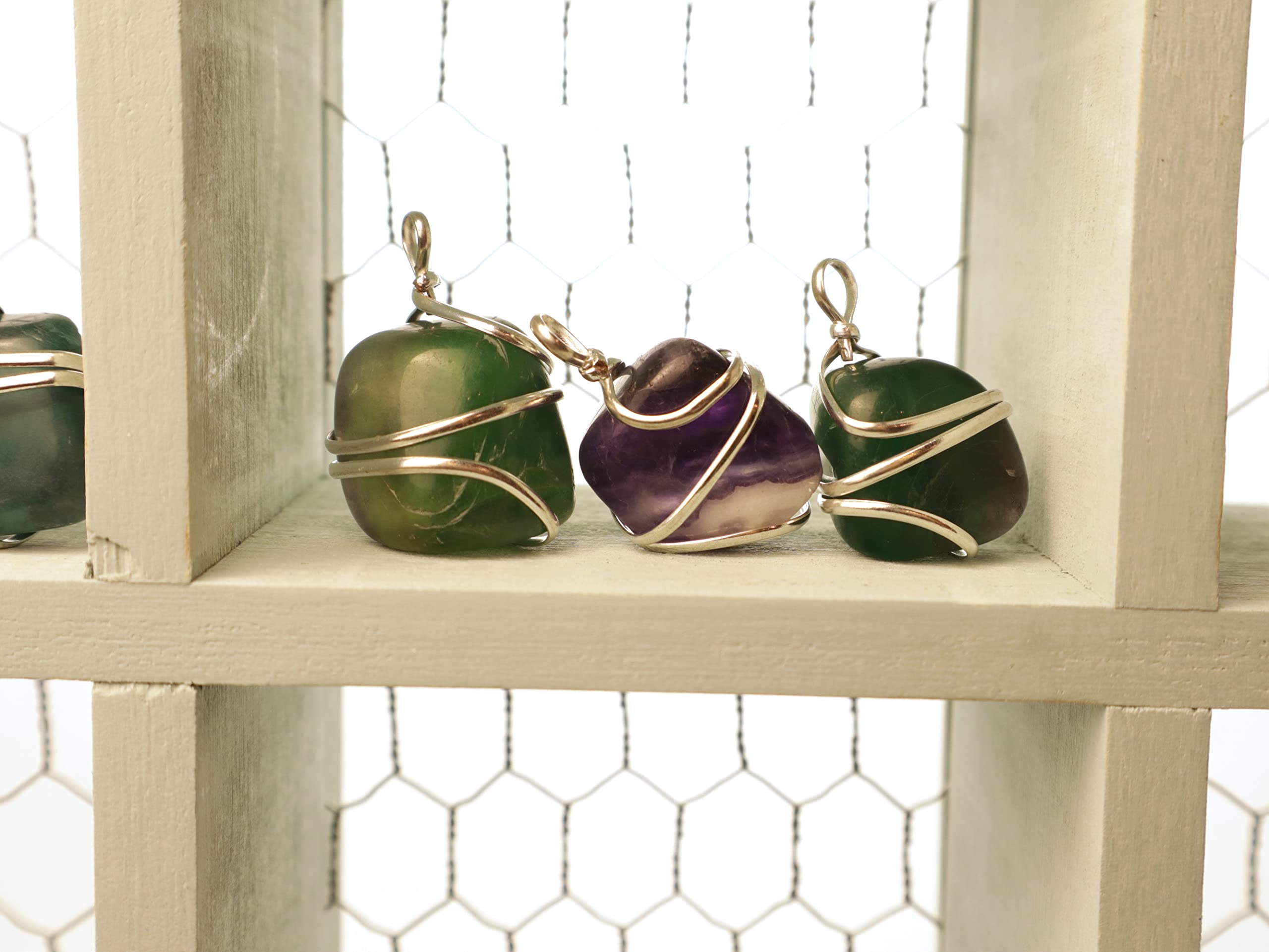 Shelf and Stone Rainbow Fluorite Wire Wrapped Pendant - Dark Hued Fluorite Crystal Necklace Shelf and Stone