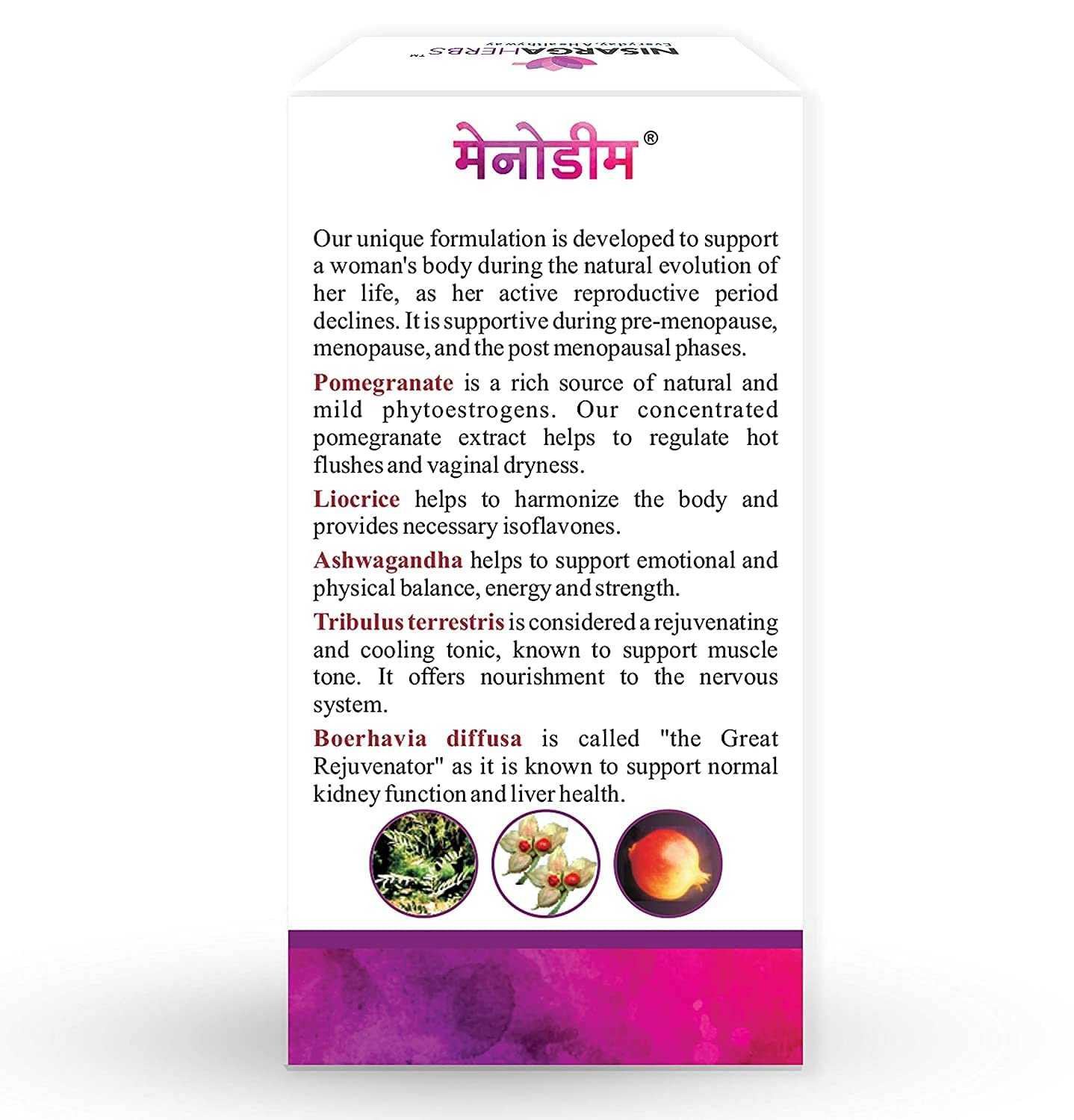 pub Nisarga Herbs Menodim, for Pre-Menopause Relief, Fatigue & Functional Imbalance Support PUB