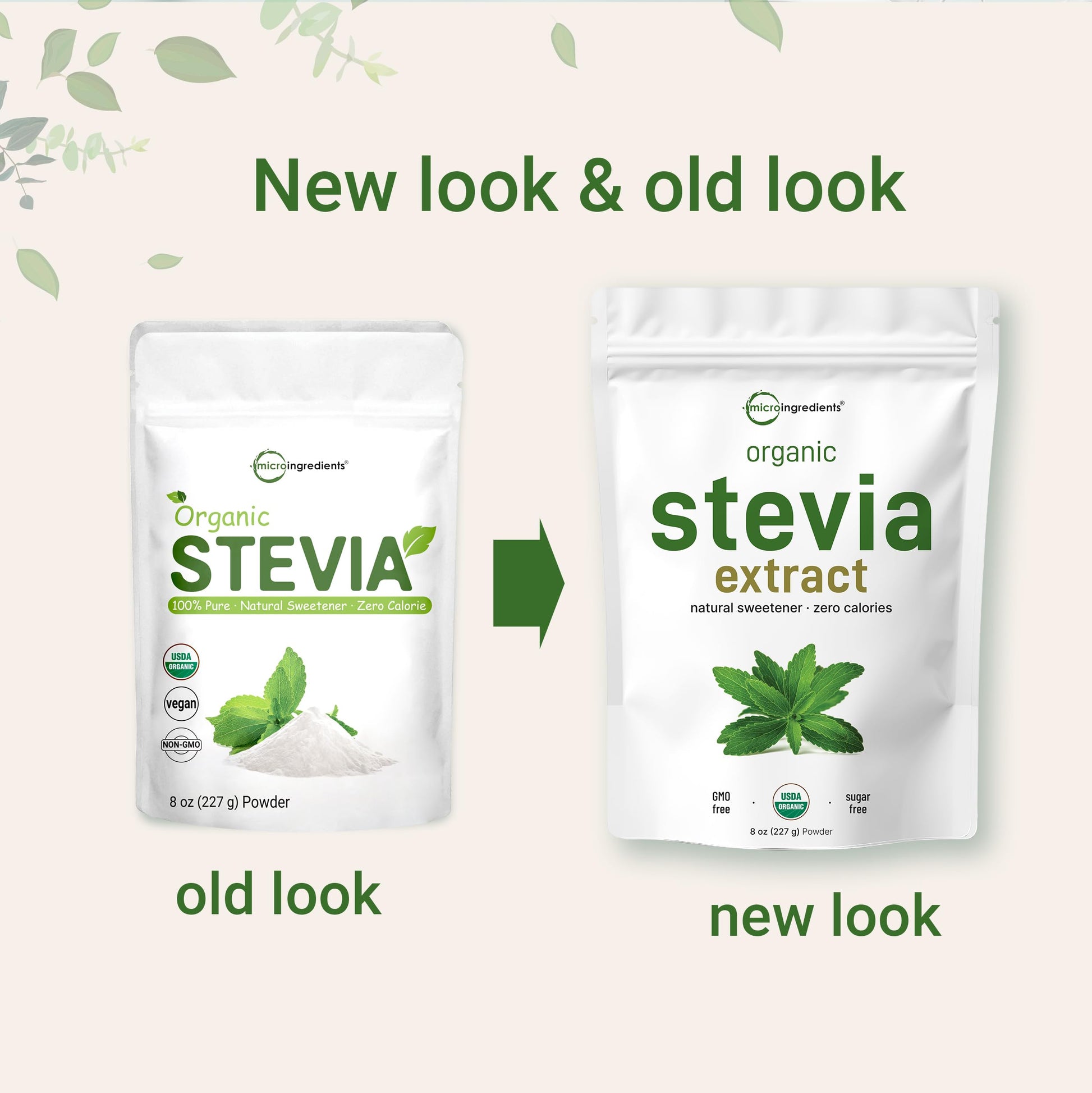 Pure Organic Stevia Powder, 8 Ounces, 1418 Serving, High Grade Stevia Green Micro Ingredients