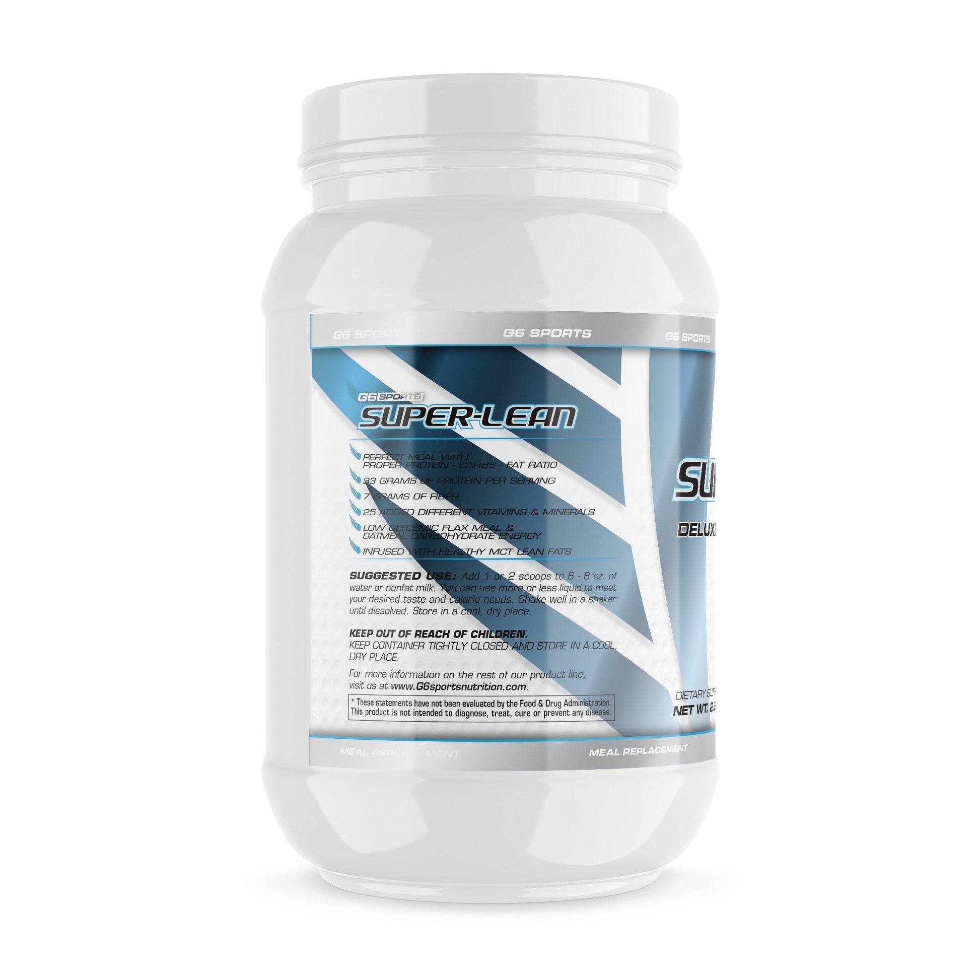 G6 Sports Nutrition Super-Lean Deluxe Meal Replacement (32g Protein, 7g Fiber, 25 Added G6 Sports