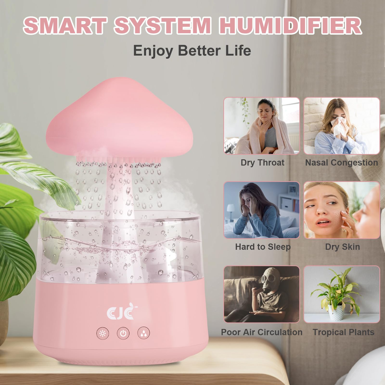 Humidifiers for Bedroom, 7 Color-Changing Led Night Lights, Aromatherapy Essential Oil cjc