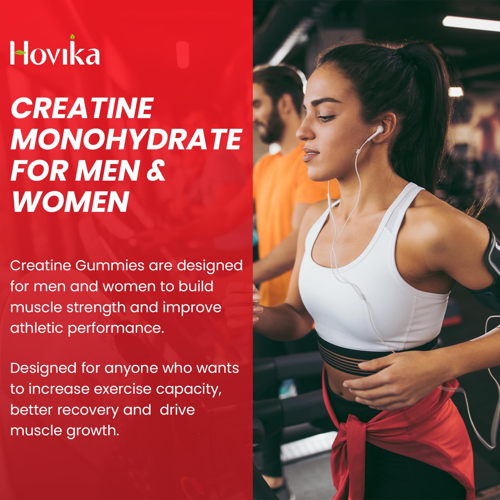 Hovika Creatine Monohydrate Gummies for Men & Women, Chewable 3g Creatine Monohy Hovika