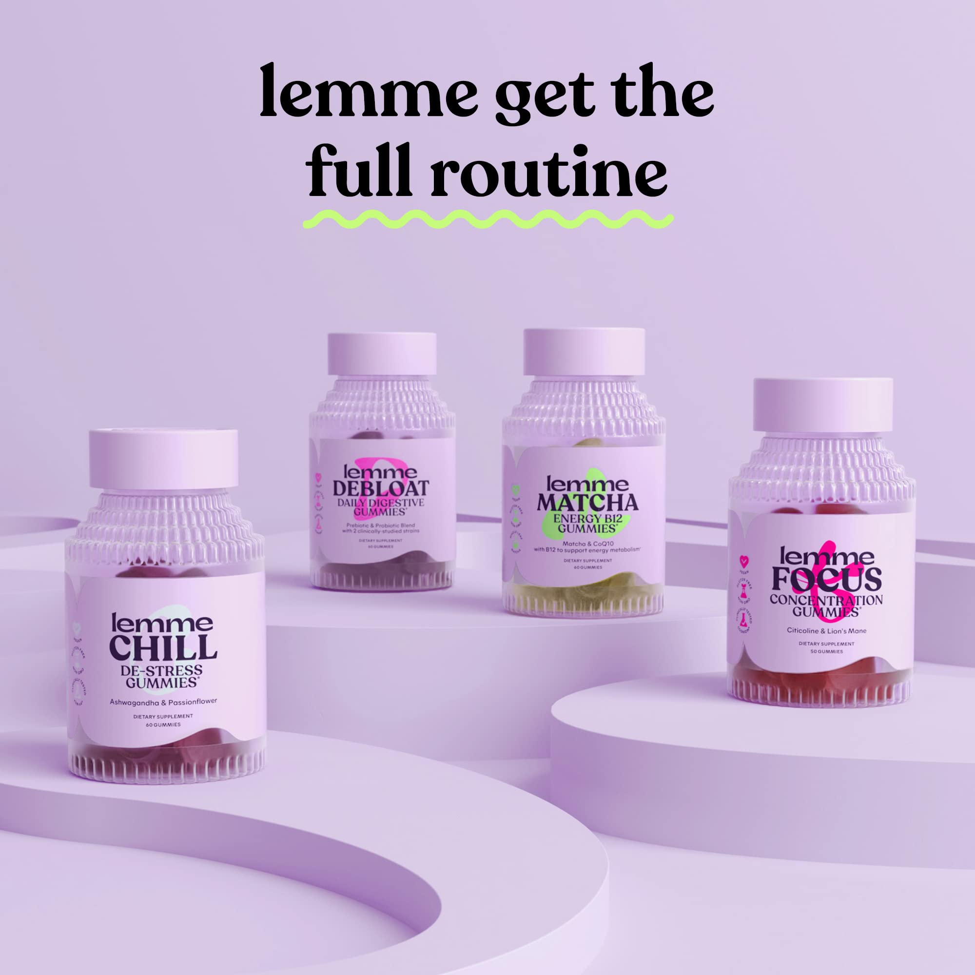 Lemme Matcha Superfood Energy Gummies with Organic Matcha Green Tea, Vitamin B12 Lemme