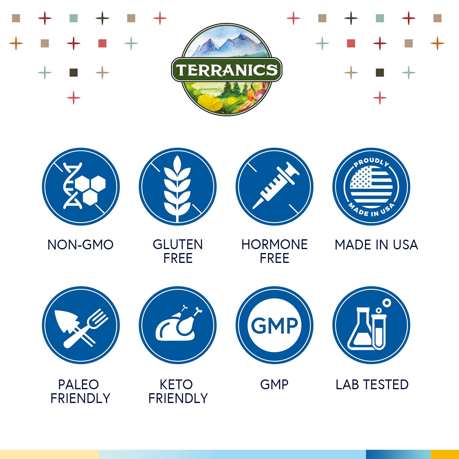 Terranics Multi Collagen Powder Type I II II V X with Biotin VC Hyaluronic Acid, Paleo Terranics