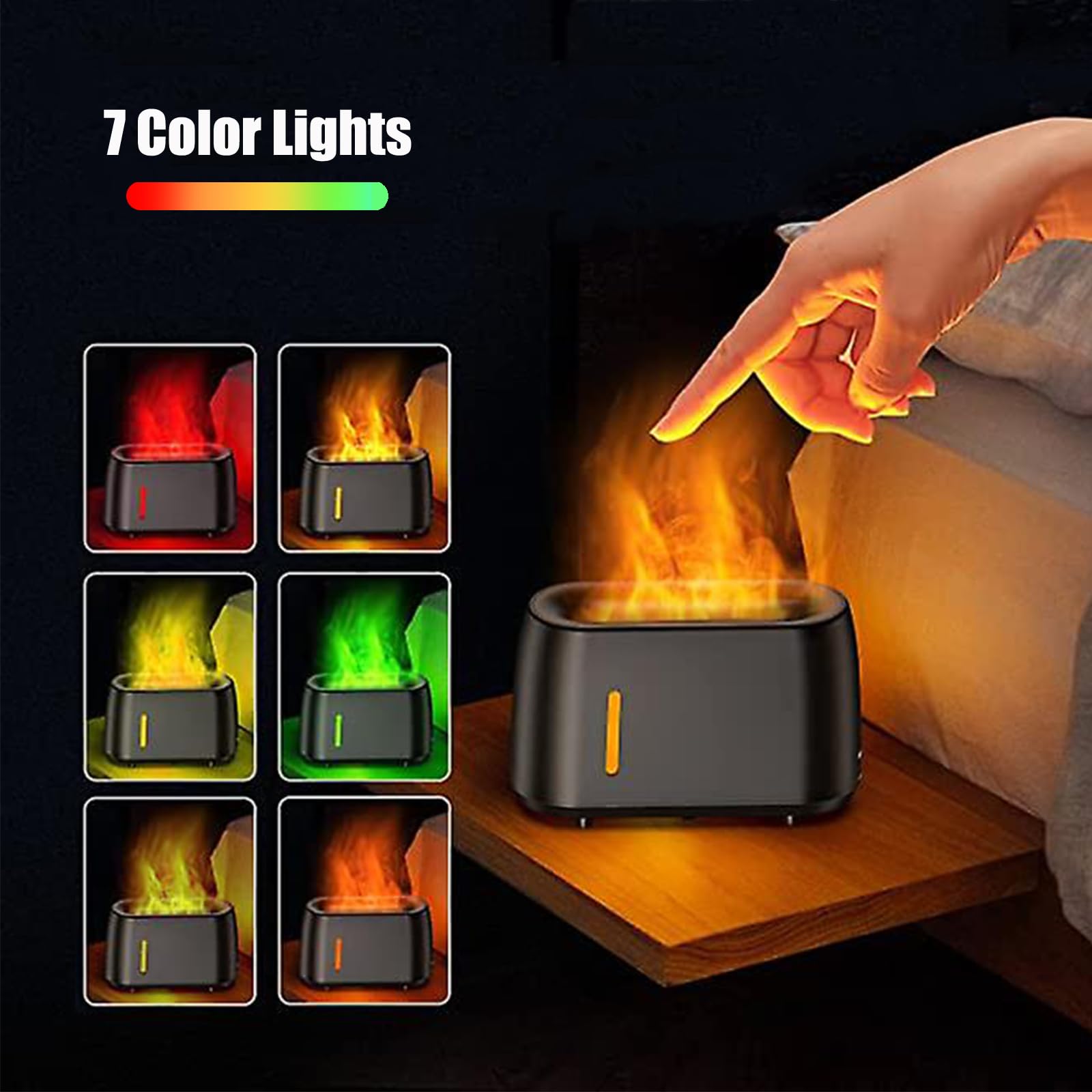 Flame Diffuser Humidifier 240ML for Essential Oils, Smart Timing with 7 Changeable Colors, Dual Mist AOSUMWITHU