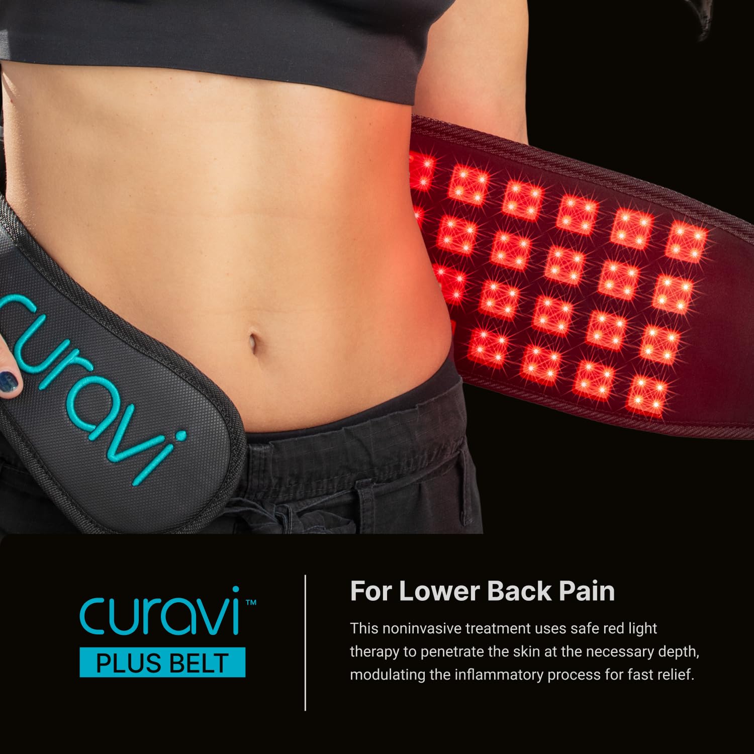 CURAVI Plus™ Wearable Red Light Therapy Belt for Lower Back Pain Relief - 160 Diodes - Safe and Effective CURAVI
