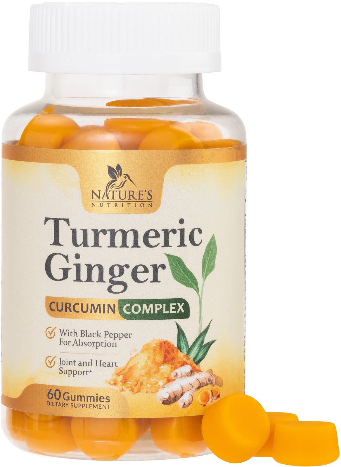 Turmeric Ginger Gummies - Vegan Turmeric Curcumin Gummy with 95% Curcuminoids 