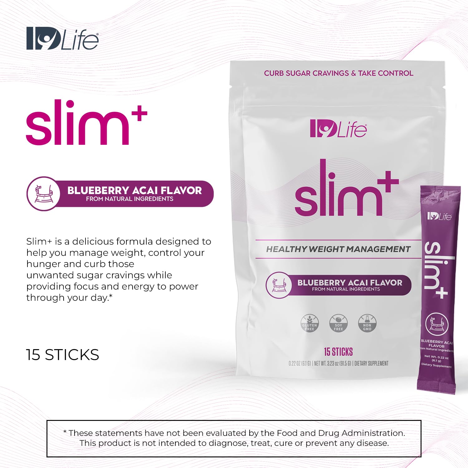 IDLife Slim+ - Weight Management Supplement - Easy to Prepare Delicious Blueberry Acai IDLife