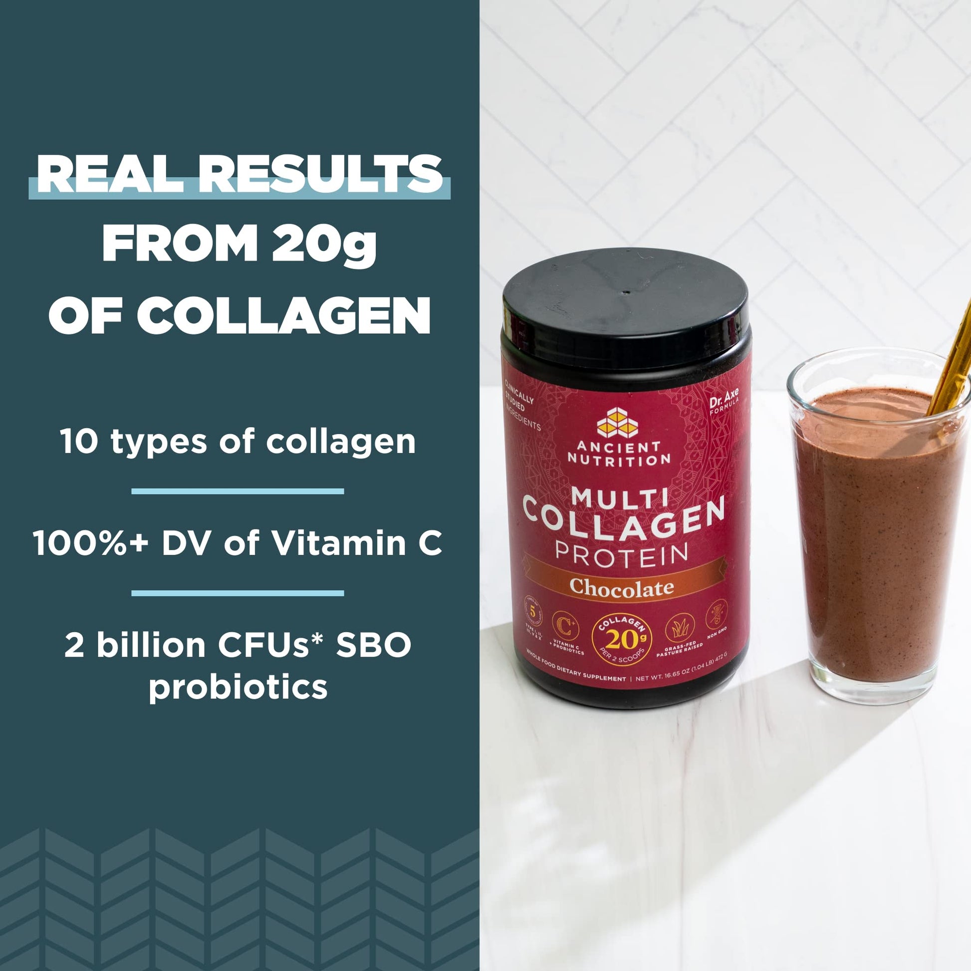 Ancient Nutrition Collagen Powder Protein, Multi Collagen Chocolate Protein Powder Ancient Nutrition